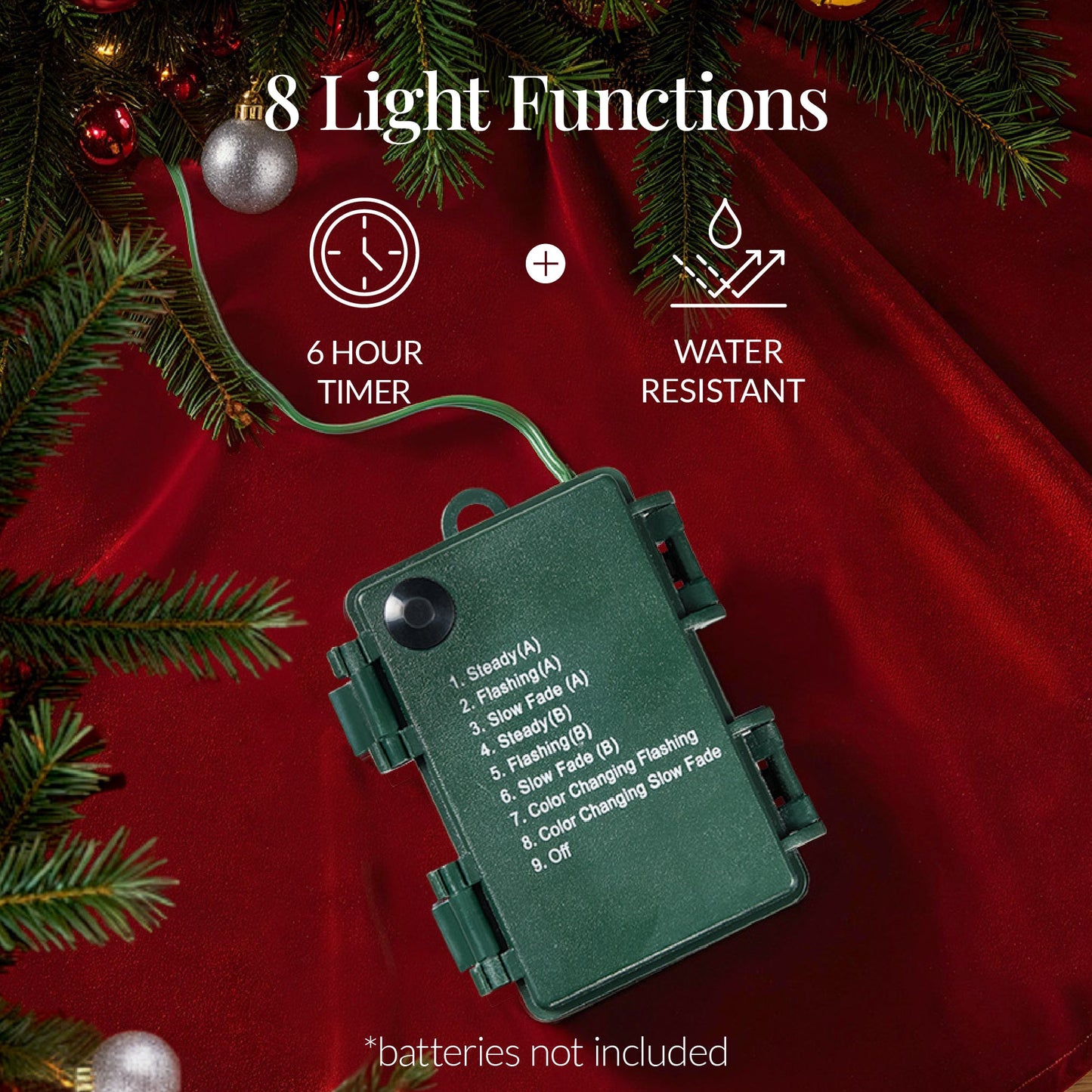 9Ft Pre-Lit Christmas Garland W/ 2-In-1 Led Lights