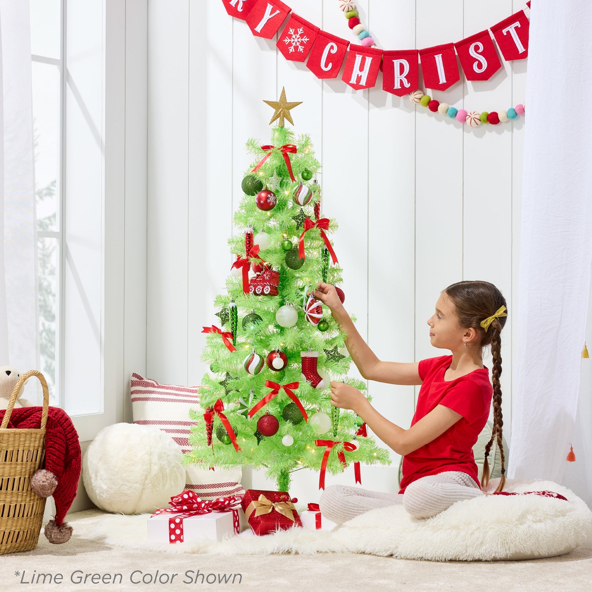 Prelit Colorful Mini Spruce Christmas Tree w/ LED Lights - 4ft