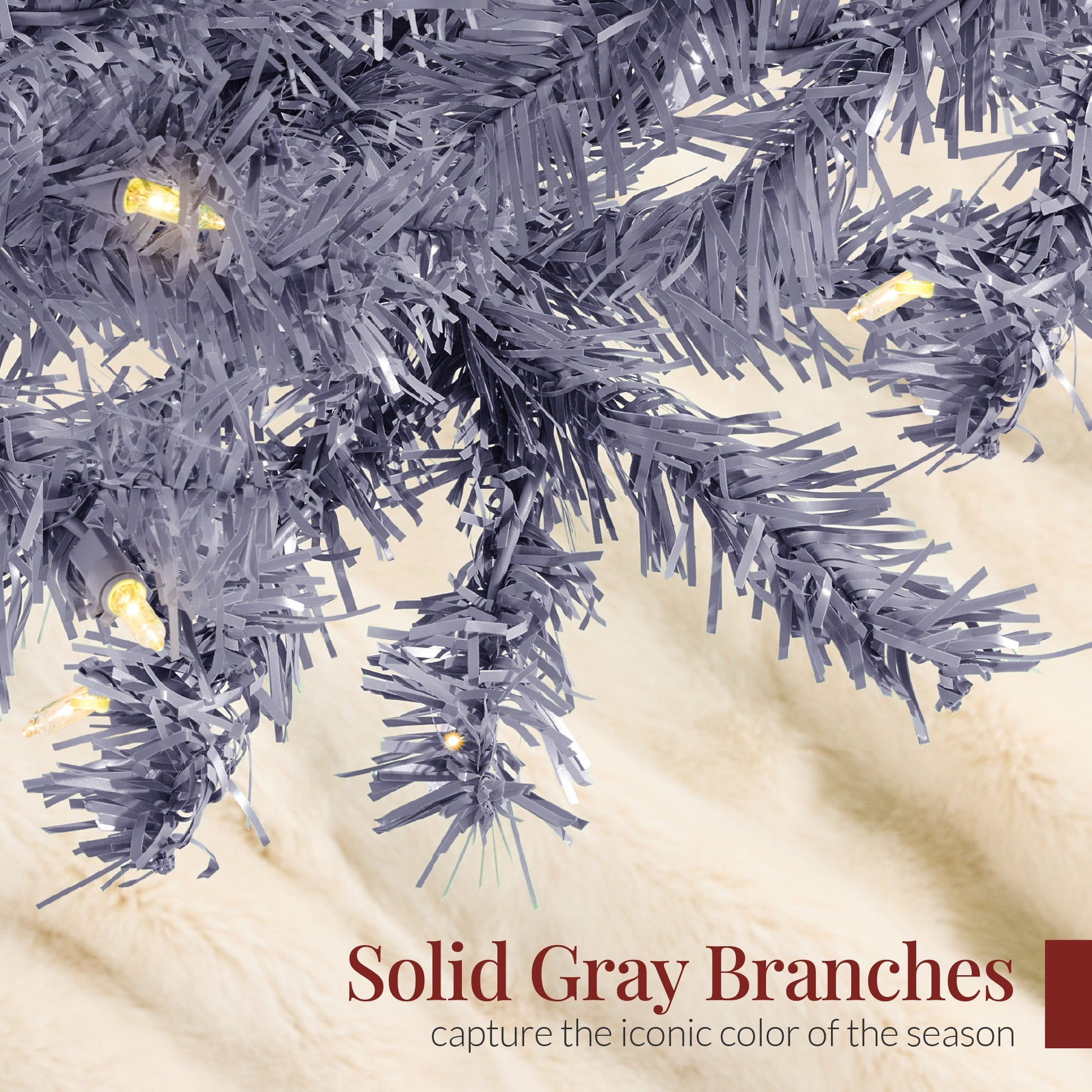 Pre-Lit Artificial Charcoal Gray Christmas Tree w/ Incandescent Lights