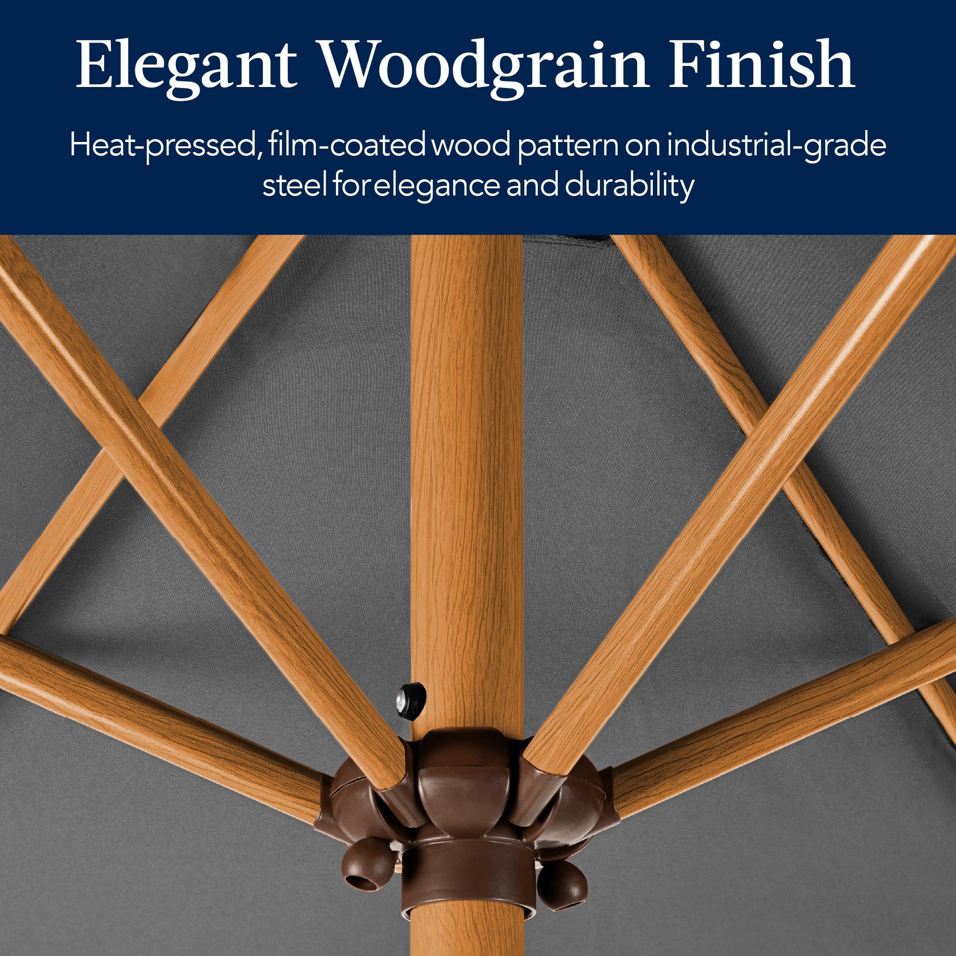 Outdoor Woodgrain Pattern Patio Umbrella Decoration w/ Tilt, Crank - 10ft