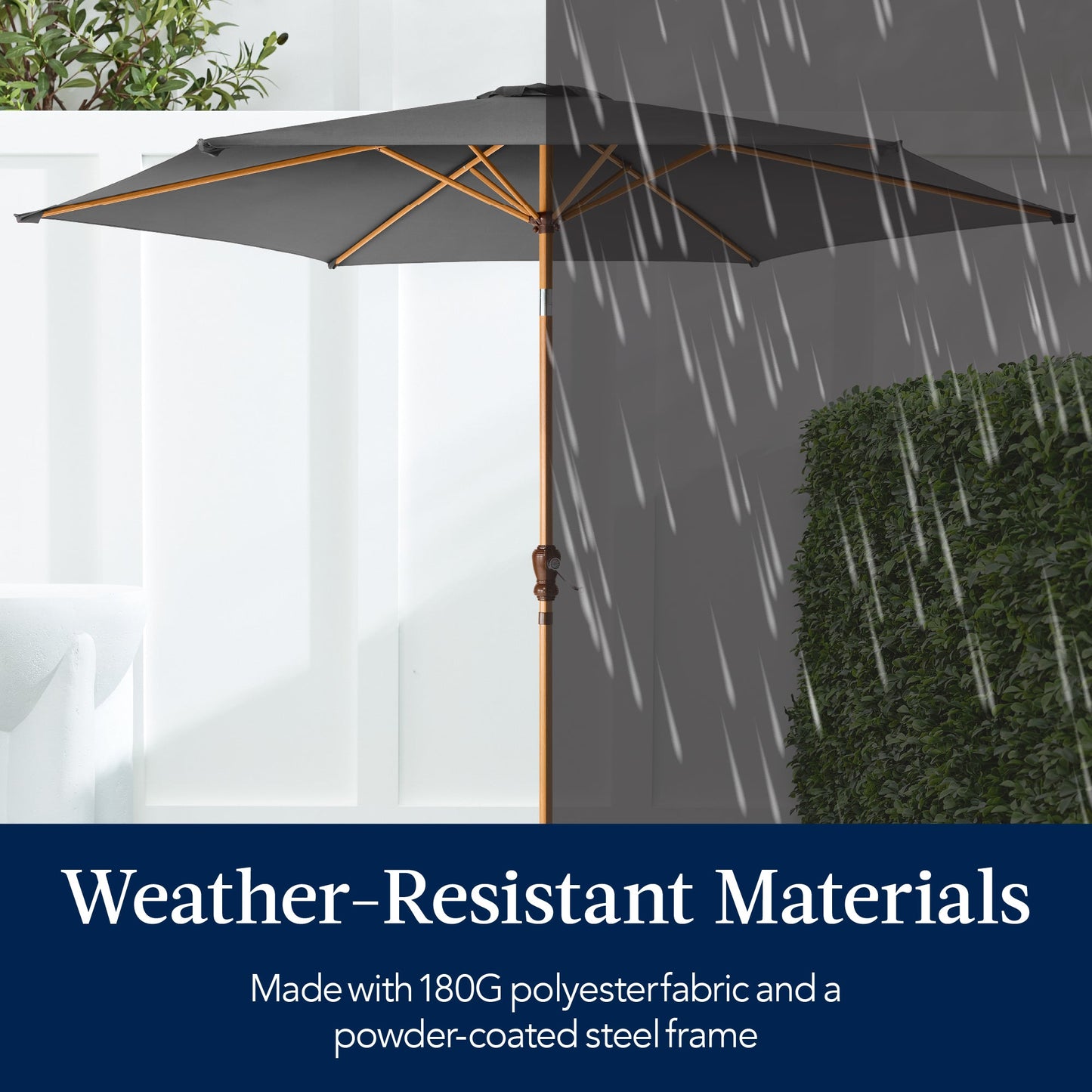 Outdoor Woodgrain Pattern Patio Umbrella Decoration w/ Tilt, Crank - 10ft