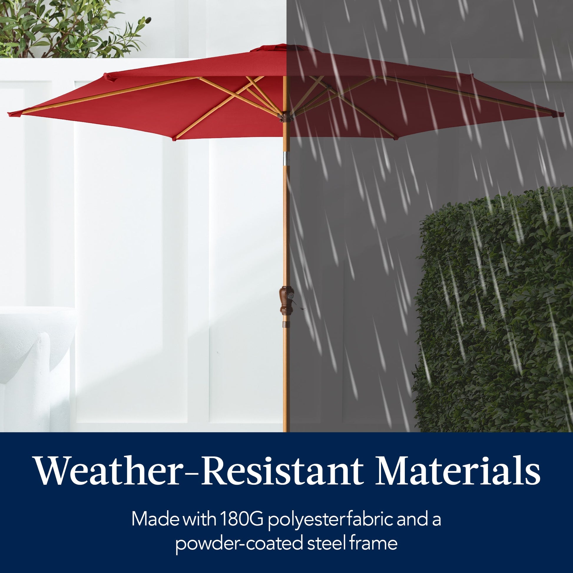 Outdoor Woodgrain Pattern Patio Umbrella Decoration w/ Tilt, Crank - 10ft