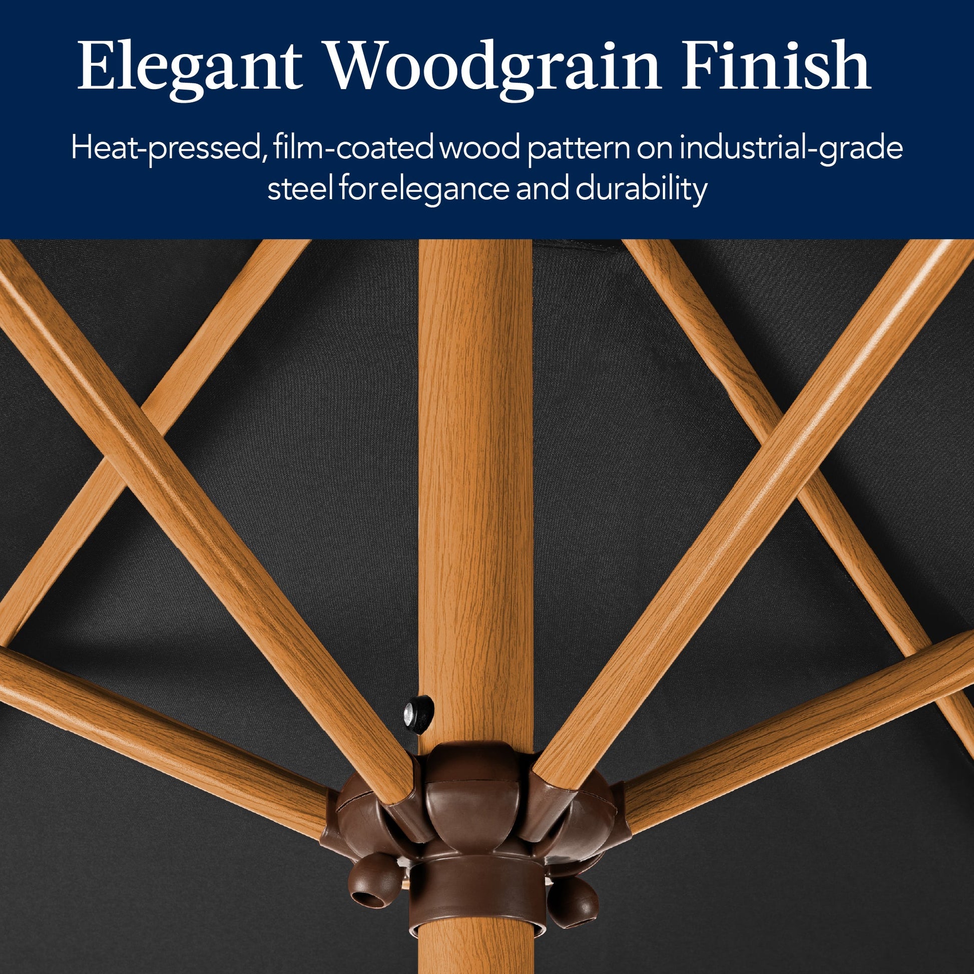 Outdoor Woodgrain Pattern Patio Umbrella Decoration w/ Tilt, Crank - 10ft