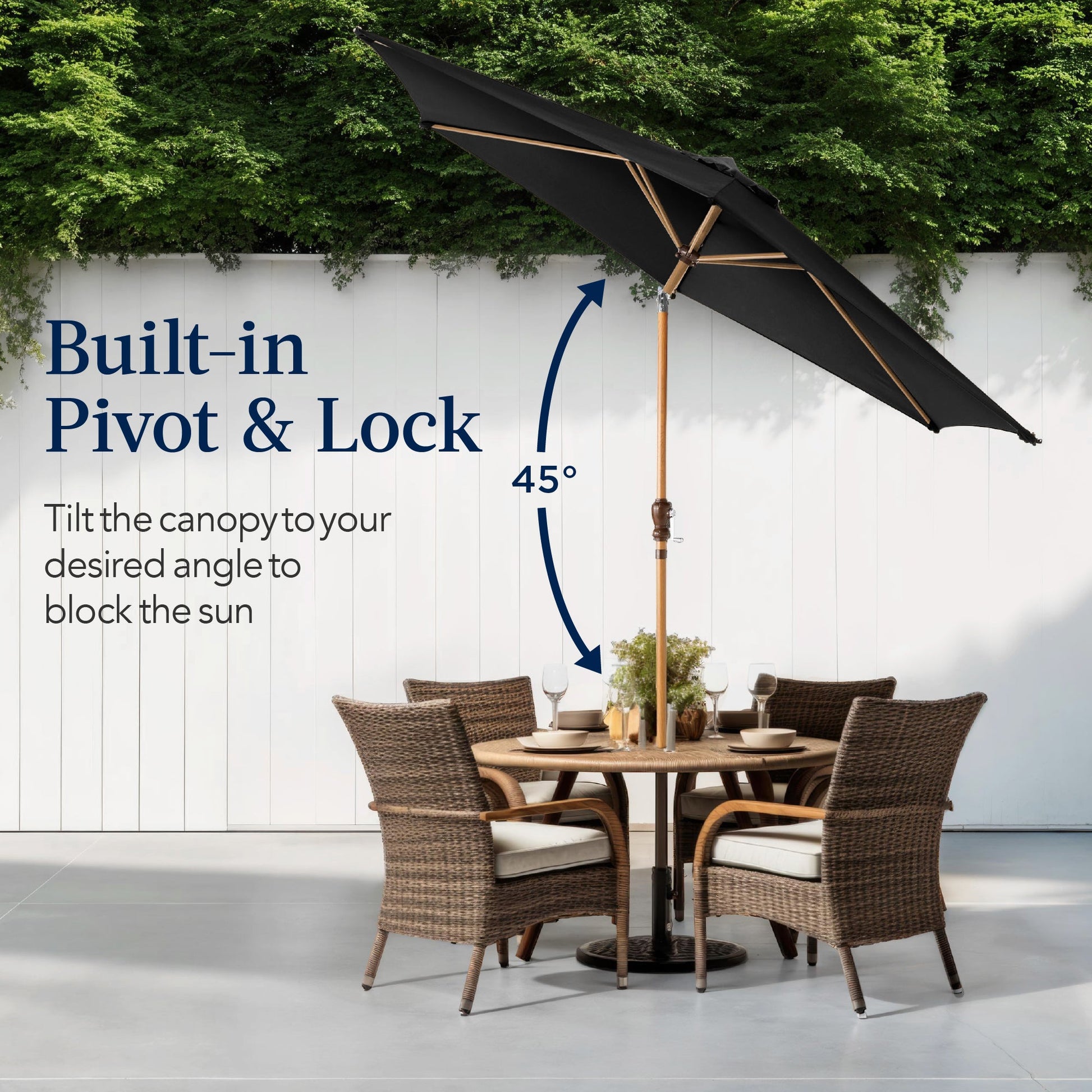 Outdoor Woodgrain Pattern Patio Umbrella Decoration w/ Tilt, Crank - 10ft