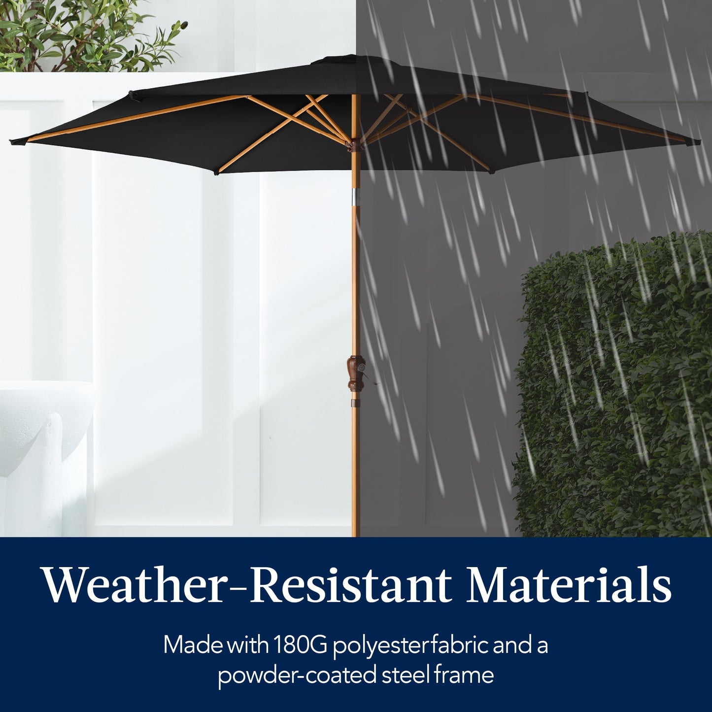Outdoor Woodgrain Pattern Patio Umbrella Decoration w/ Tilt, Crank - 10ft
