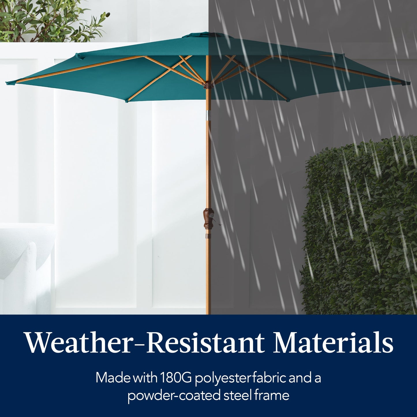 Outdoor Woodgrain Pattern Patio Umbrella Decoration w/ Tilt, Crank - 10ft