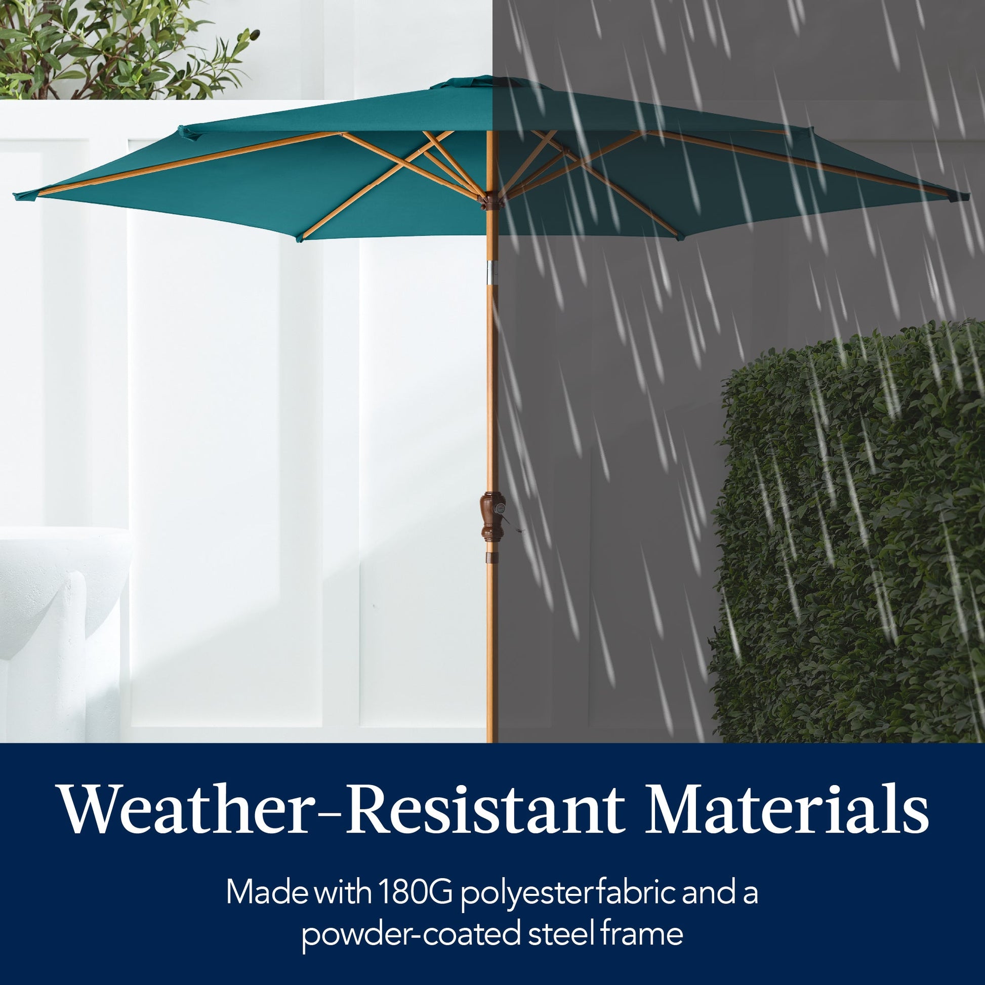 Outdoor Woodgrain Pattern Patio Umbrella Decoration w/ Tilt, Crank - 10ft