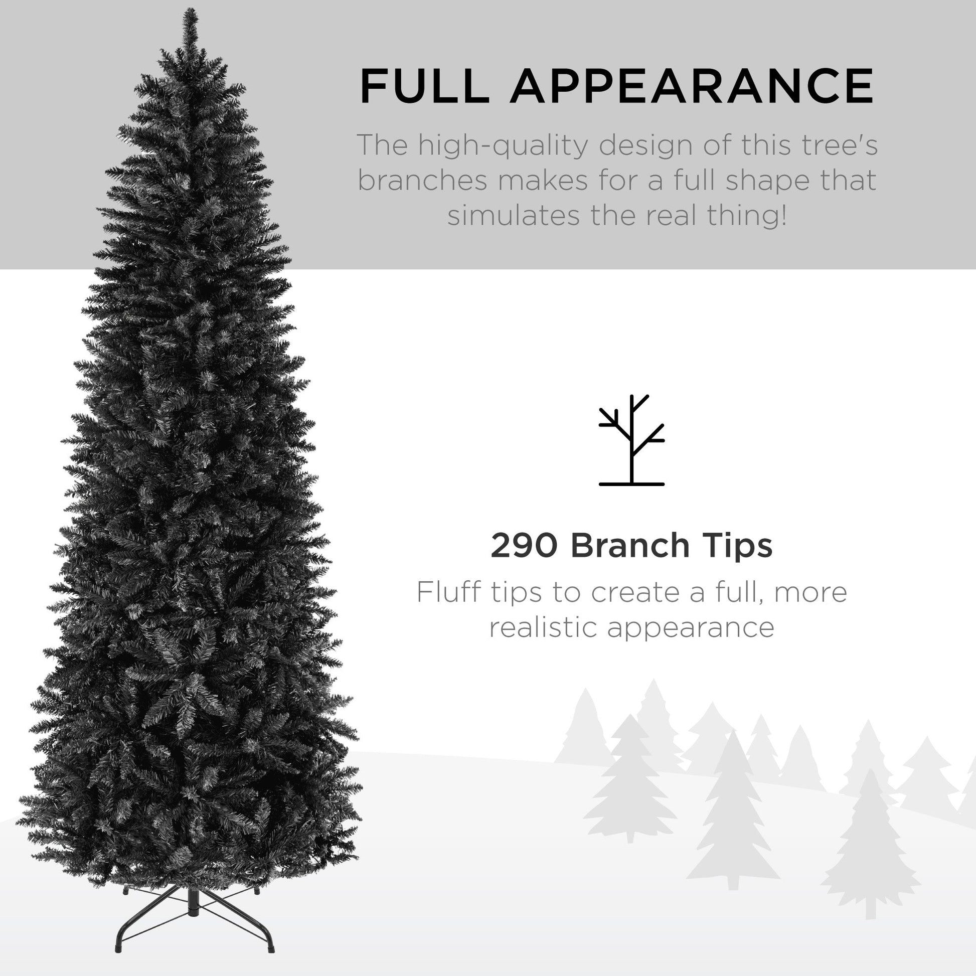 Black Artificial Pencil Holiday Christmas Tree