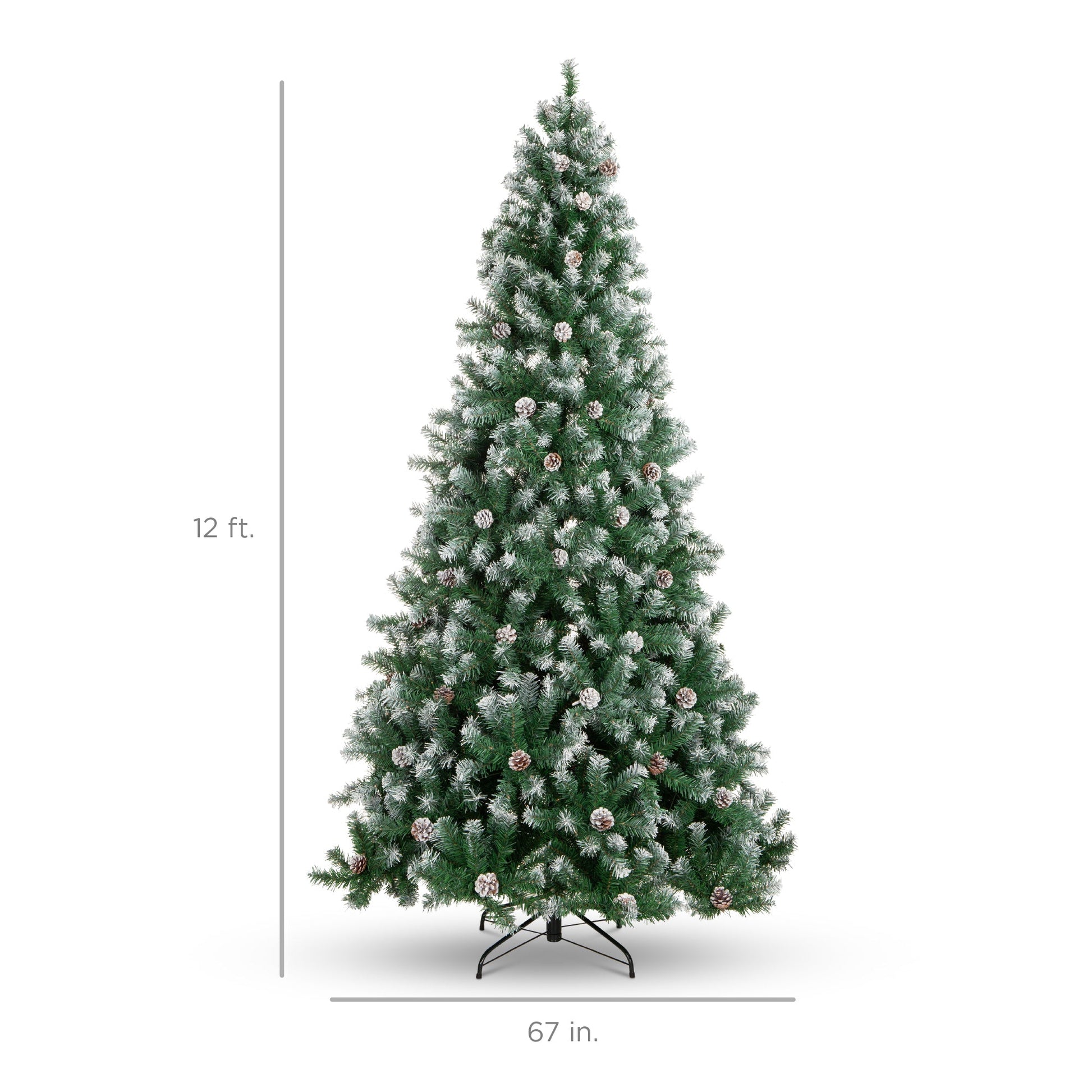 Pre-Decorated Christmas Tree w/ Pinecones, Flocked Branch Tips