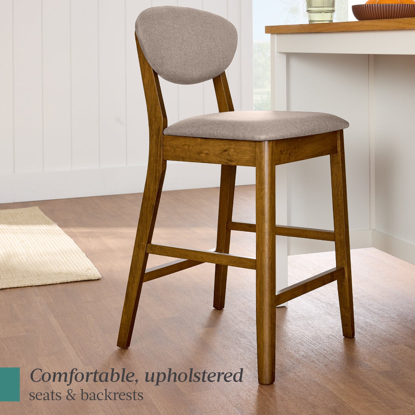 Set of 2 Modern Counter-Height Bar Stool Set W/ Upholstered Seat Cushion
