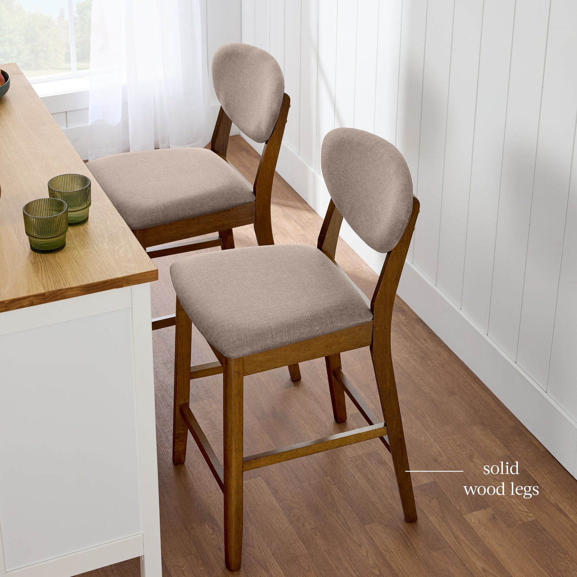 Set of 2 Modern Counter-Height Bar Stool Set W/ Upholstered Seat Cushion