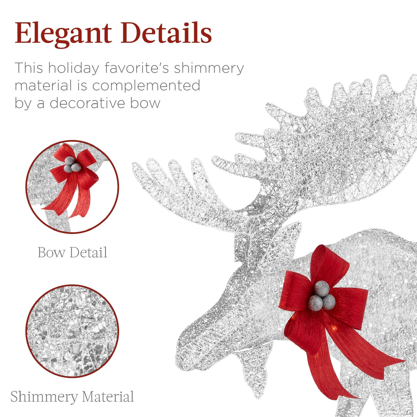 2-Piece Moose Family Lighted Outdoor Christmas Decoration Set w/ LED Lights