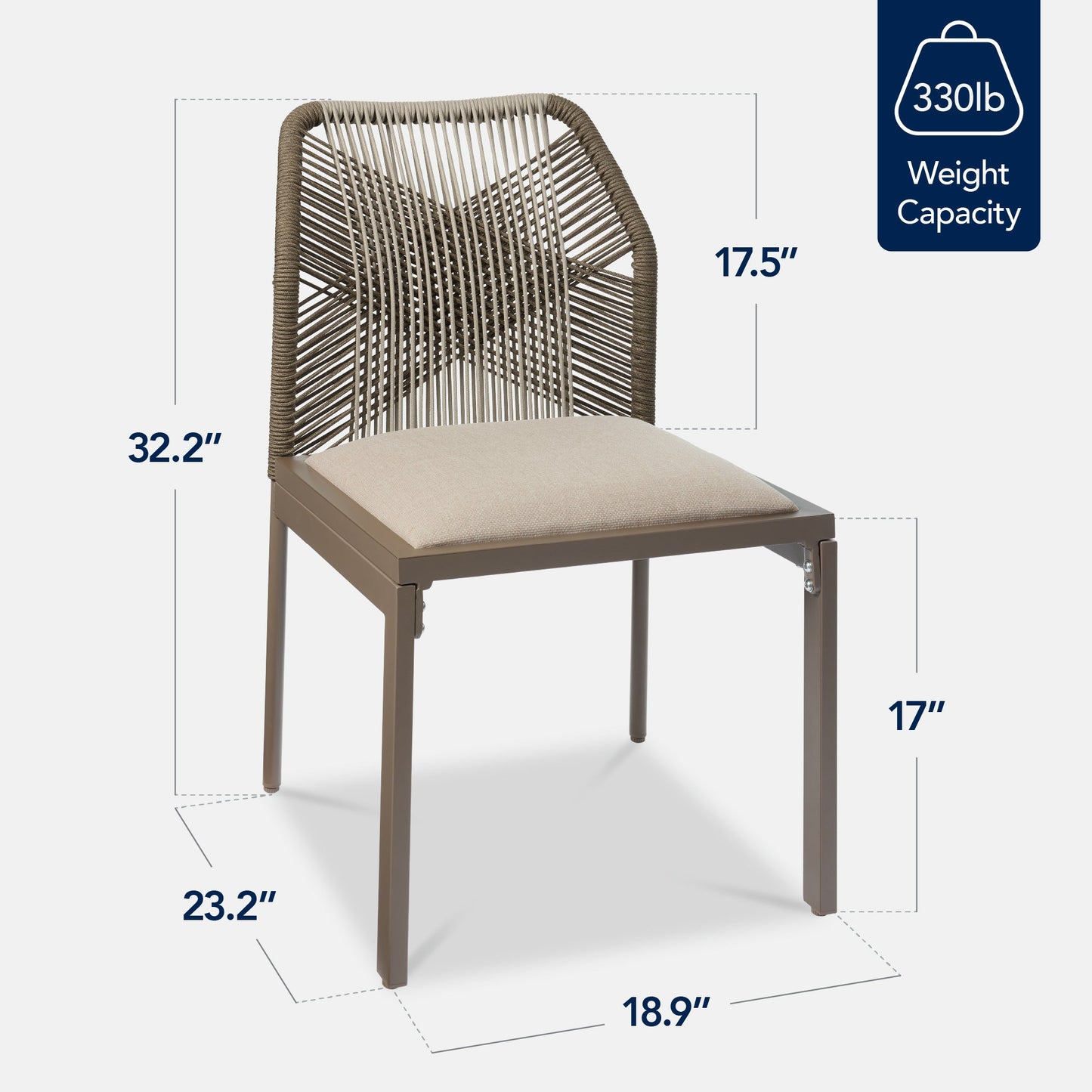 Set of 2 Indoor/Outdoor Aluminum Side Dining Chairs w/ All-Weather Rope