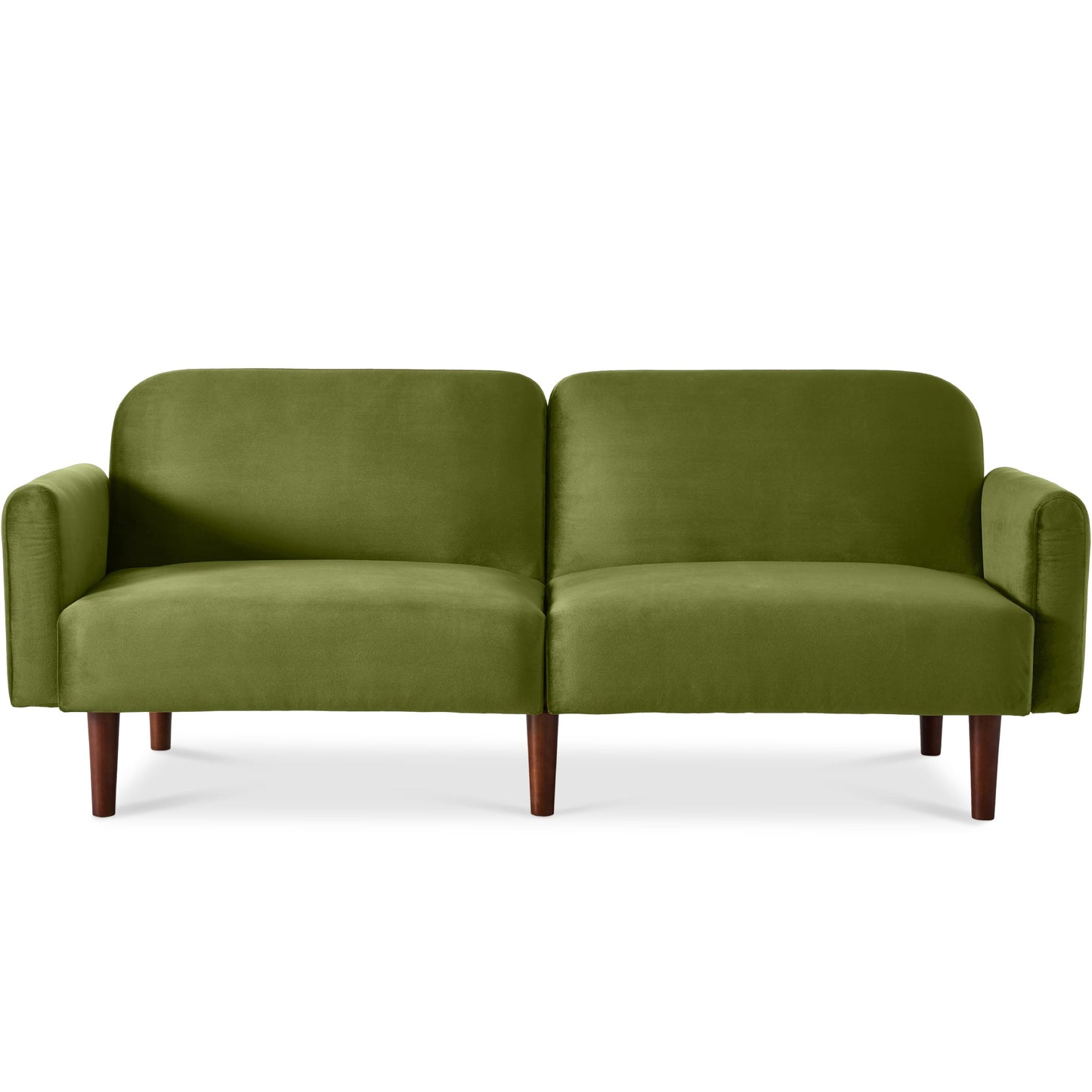 Curved Convertible Futon, Velvet Fabric Split-Back Sleeper Bed
