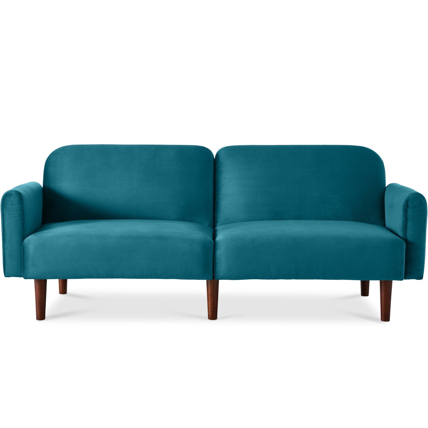 Curved Convertible Futon, Velvet Fabric Split-Back Sleeper Bed