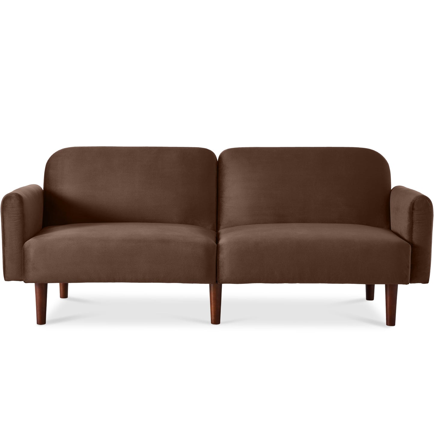 Curved Convertible Futon, Velvet Fabric Split-Back Sleeper Bed