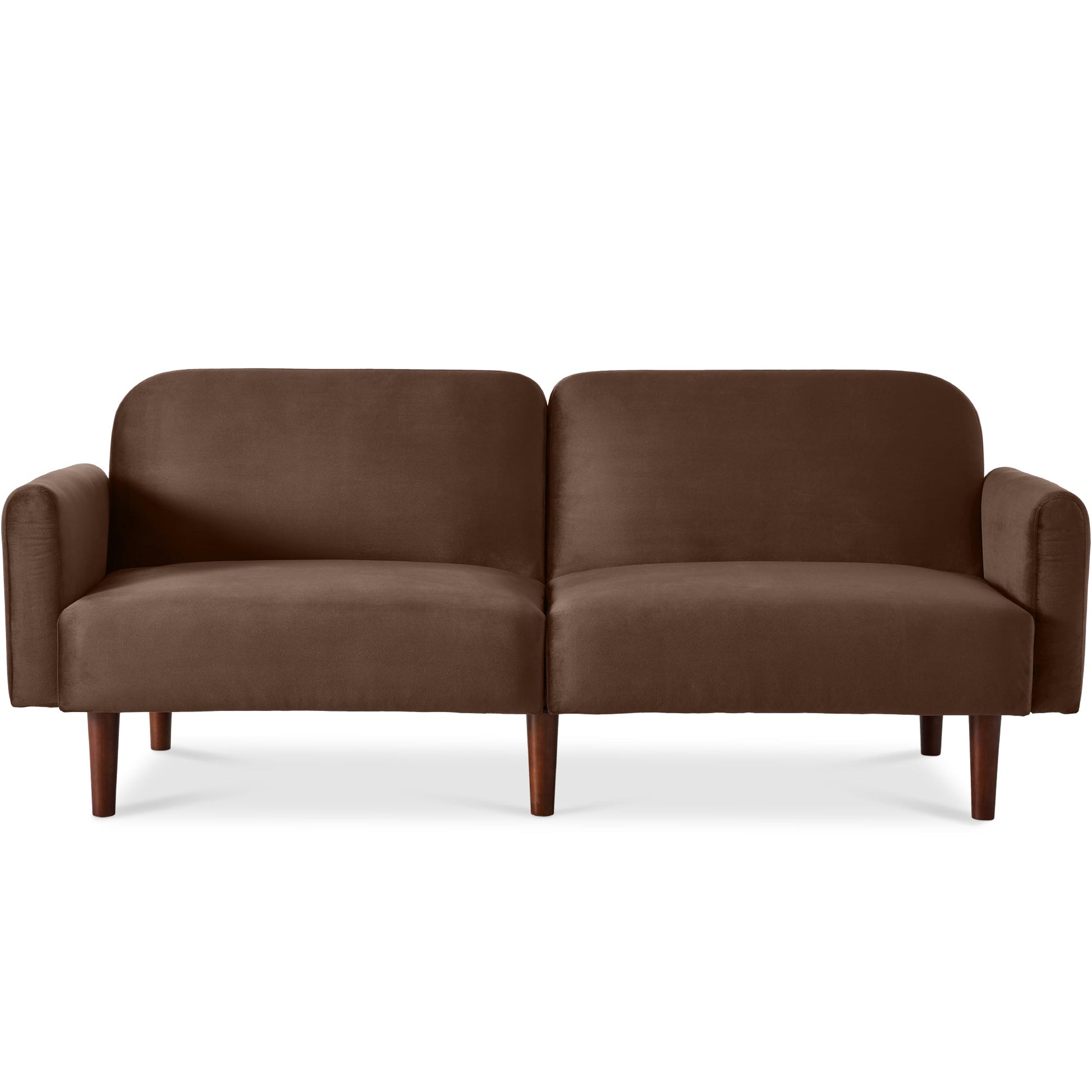 Curved Convertible Futon, Velvet Fabric Split-Back Sleeper Bed