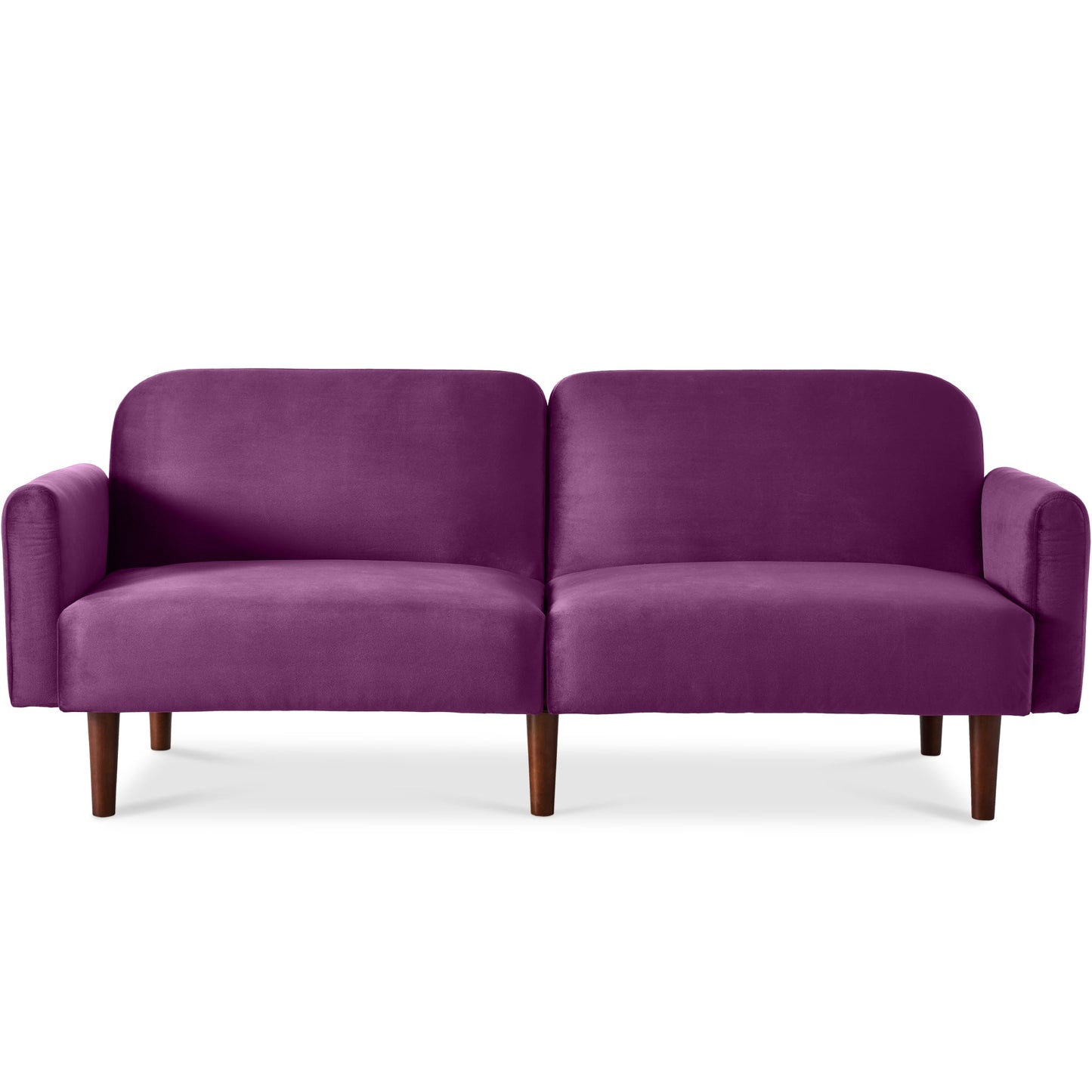 Curved Convertible Futon, Velvet Fabric Split-Back Sleeper Bed