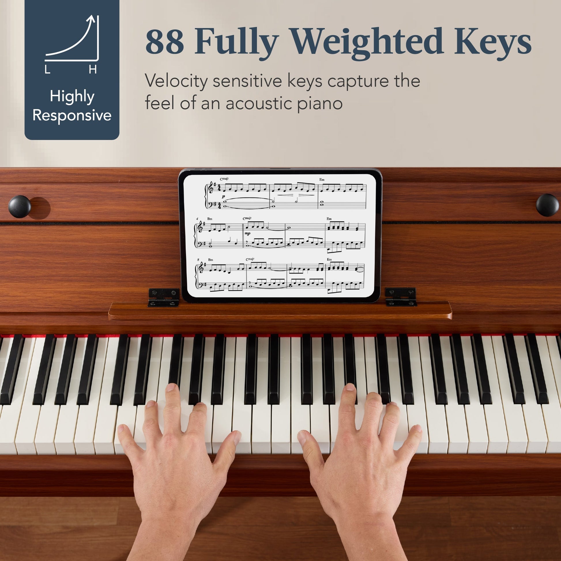 Modern 88 Key Fully Weighted Desk Style Digital Piano w/ Metal Legs