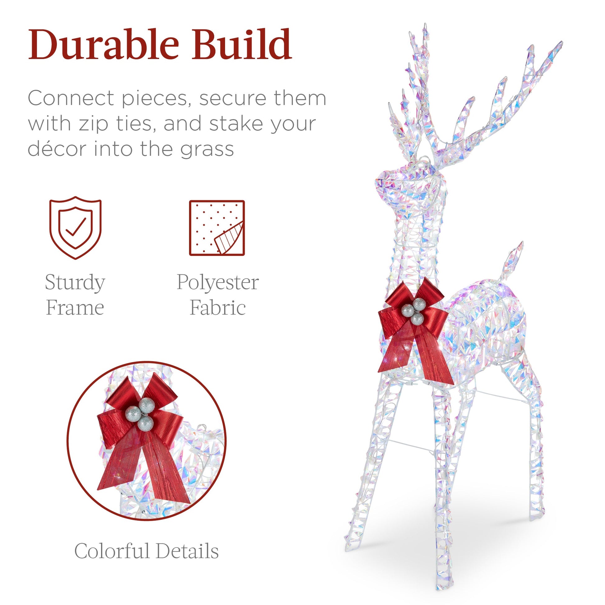 Lighted Christmas Reindeer & Sleigh Outdoor Decor Set w/ LED Lights
