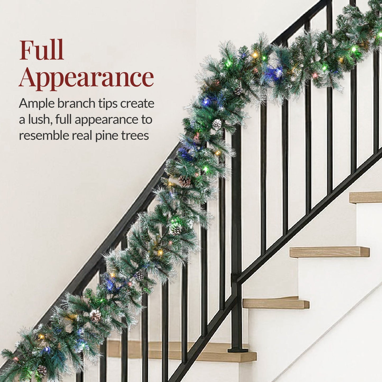 9Ft Pre-Lit Christmas Garland W/ 2-In-1 Led Lights