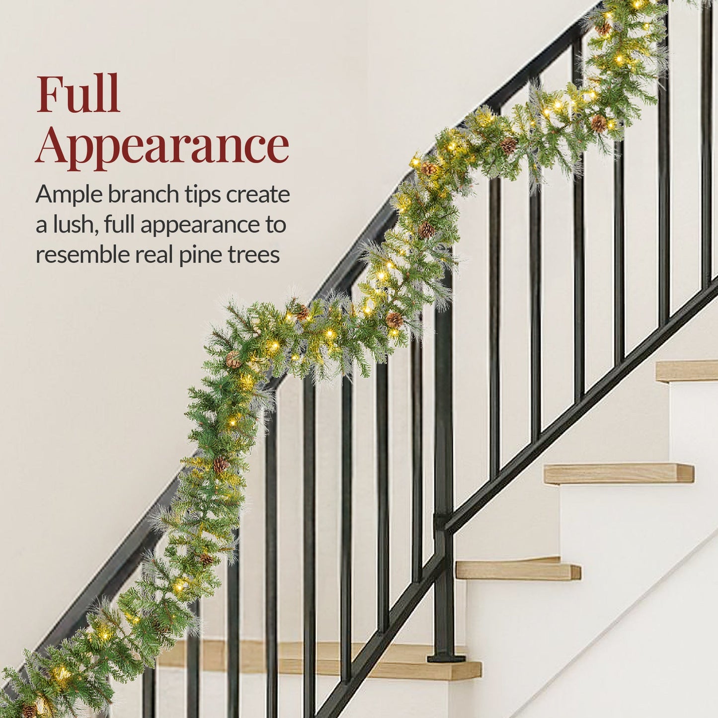 9Ft Pre-Lit Christmas Garland W/ 2-In-1 Led Lights