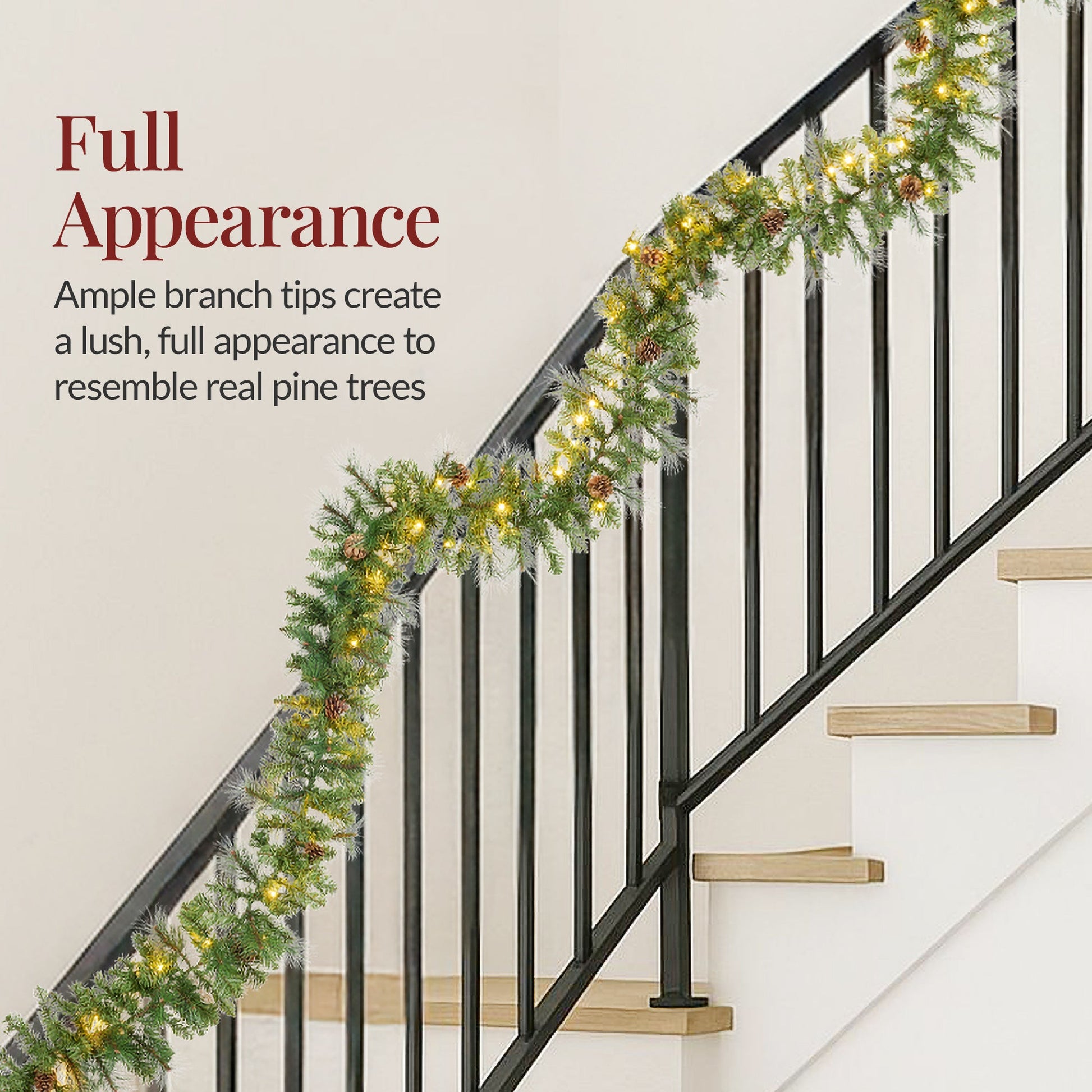 9Ft Pre-Lit Christmas Garland W/ 2-In-1 Led Lights