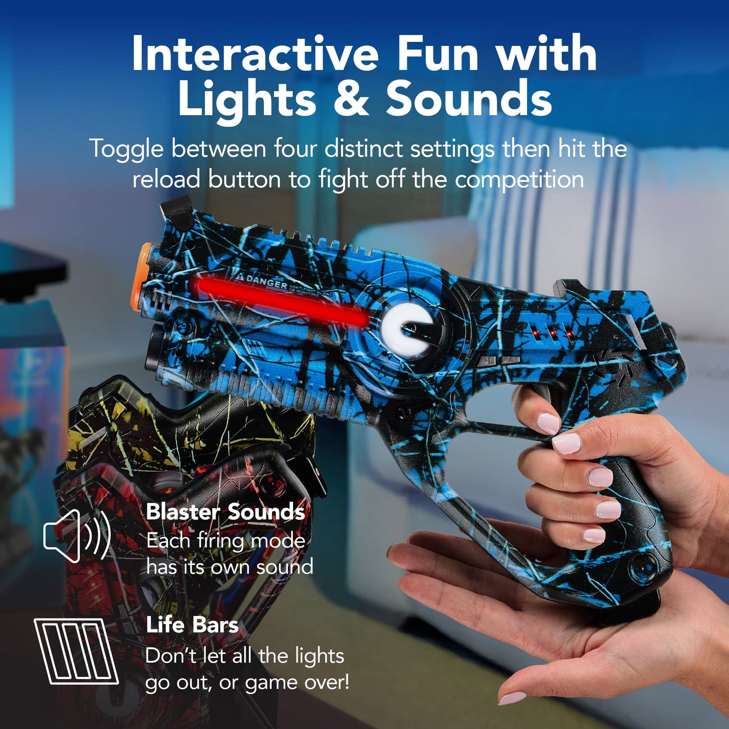 Set of 4 Rechargeable Laser Tag Blasters w/ Docking Station, No Vests Needed