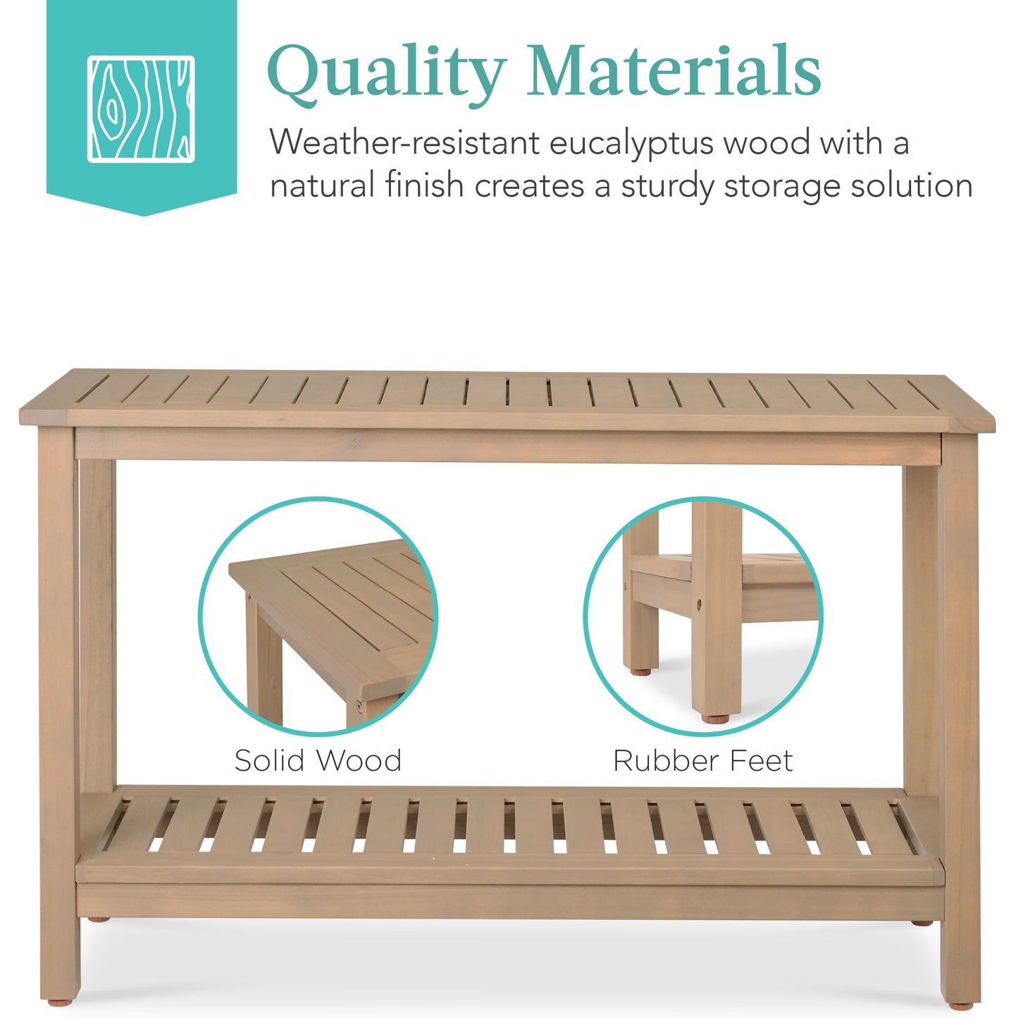 2-Shelf Wooden Console Table Storage Organizer w/ Natural Finish - 48in