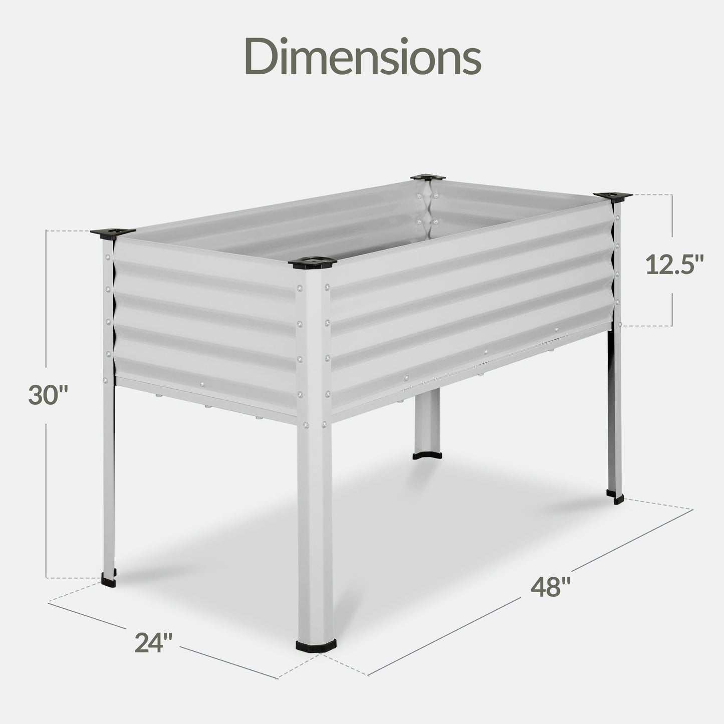 Elevated Galvanized Metal Garden Bed w/ Corner Protectors - 48x24x30in