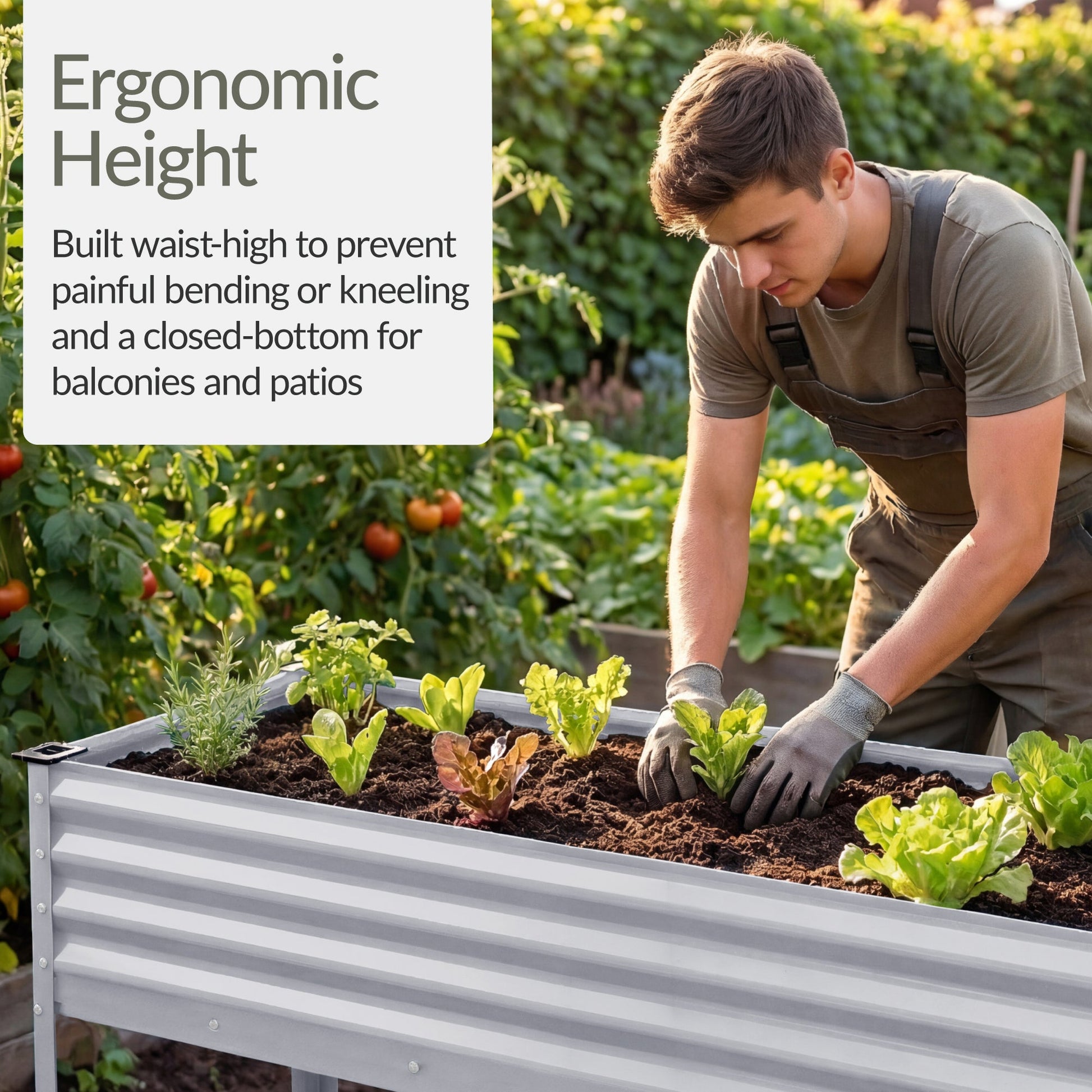 Elevated Galvanized Metal Garden Bed w/ Corner Protectors - 48x24x30in