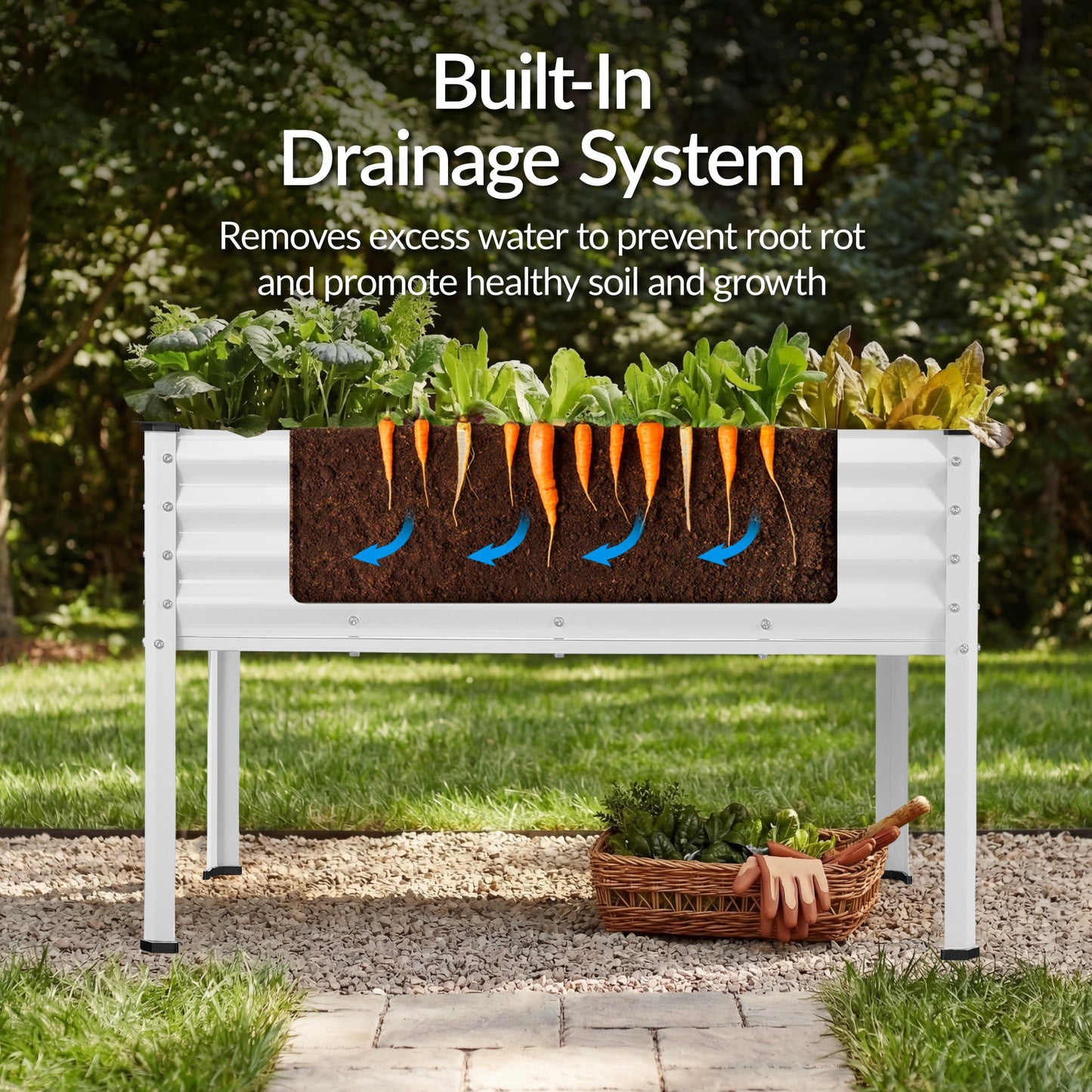 Elevated Galvanized Metal Garden Bed w/ Corner Protectors - 48x24x30in