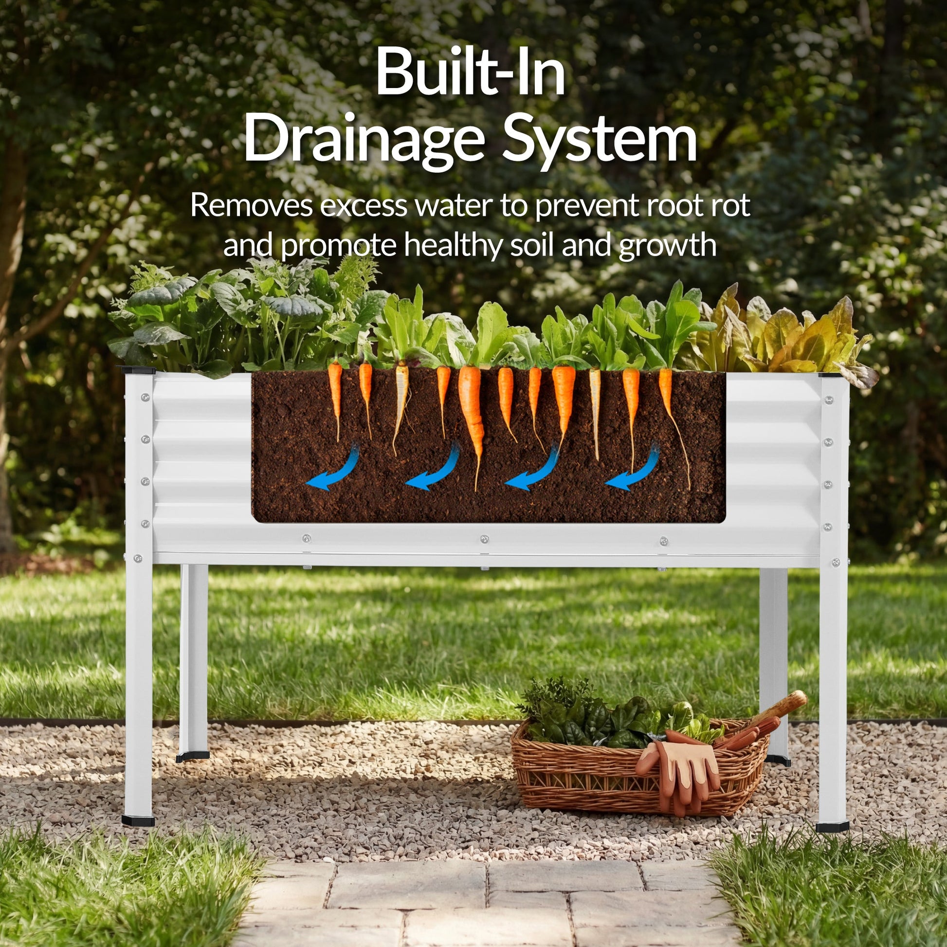Elevated Galvanized Metal Garden Bed w/ Corner Protectors - 48x24x30in