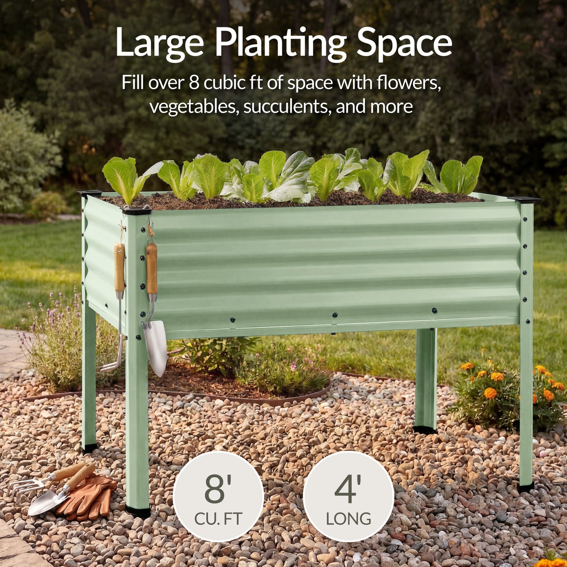 Elevated Galvanized Metal Garden Bed w/ Corner Protectors - 48x24x30in