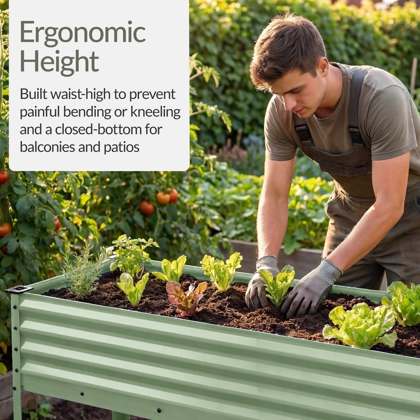 Elevated Galvanized Metal Garden Bed w/ Corner Protectors - 48x24x30in