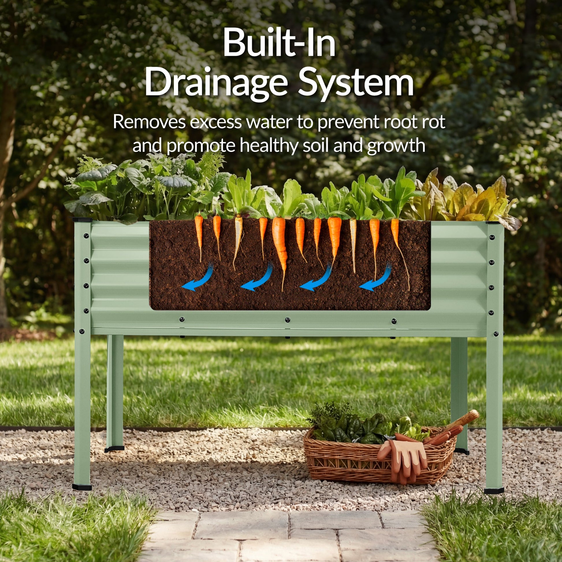 Elevated Galvanized Metal Garden Bed w/ Corner Protectors - 48x24x30in