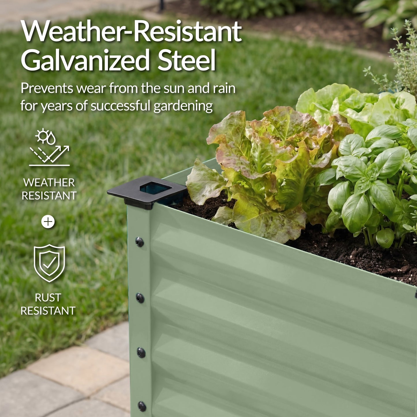 Elevated Galvanized Metal Garden Bed w/ Corner Protectors - 48x24x30in