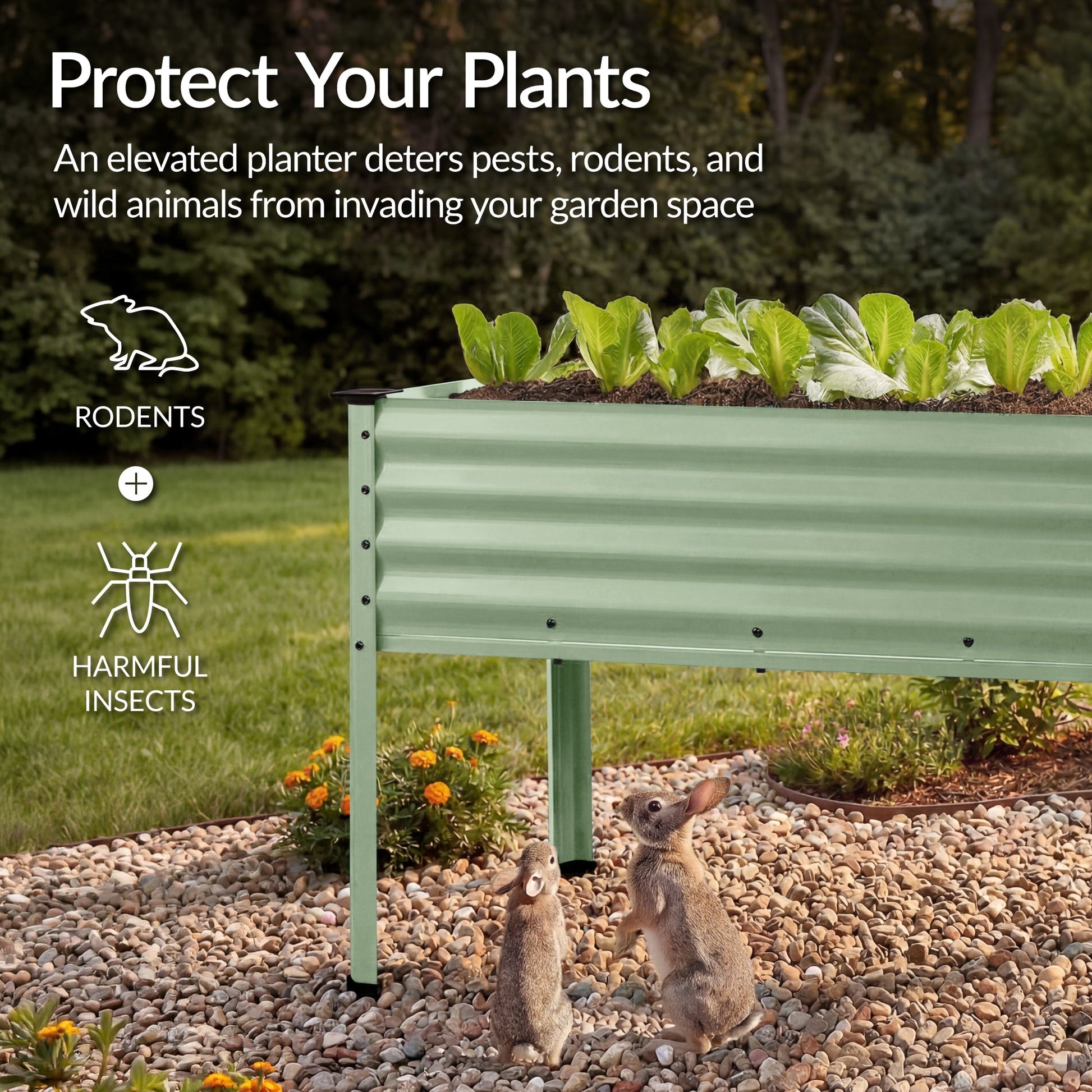 Elevated Galvanized Metal Garden Bed w/ Corner Protectors - 48x24x30in
