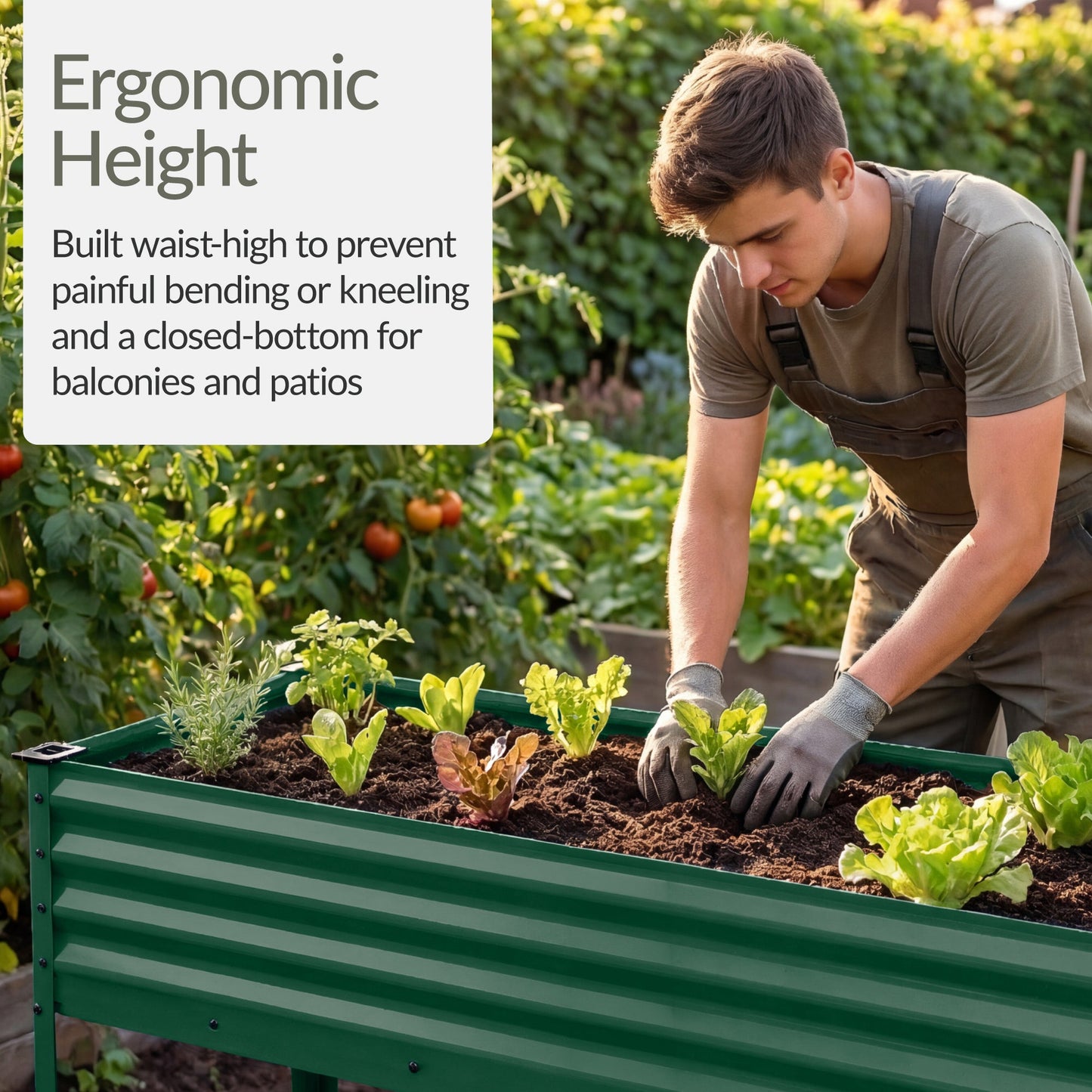 Elevated Galvanized Metal Garden Bed w/ Corner Protectors - 48x24x30in
