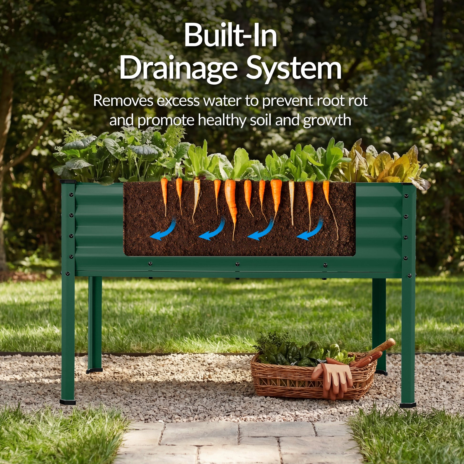 Elevated Galvanized Metal Garden Bed w/ Corner Protectors - 48x24x30in