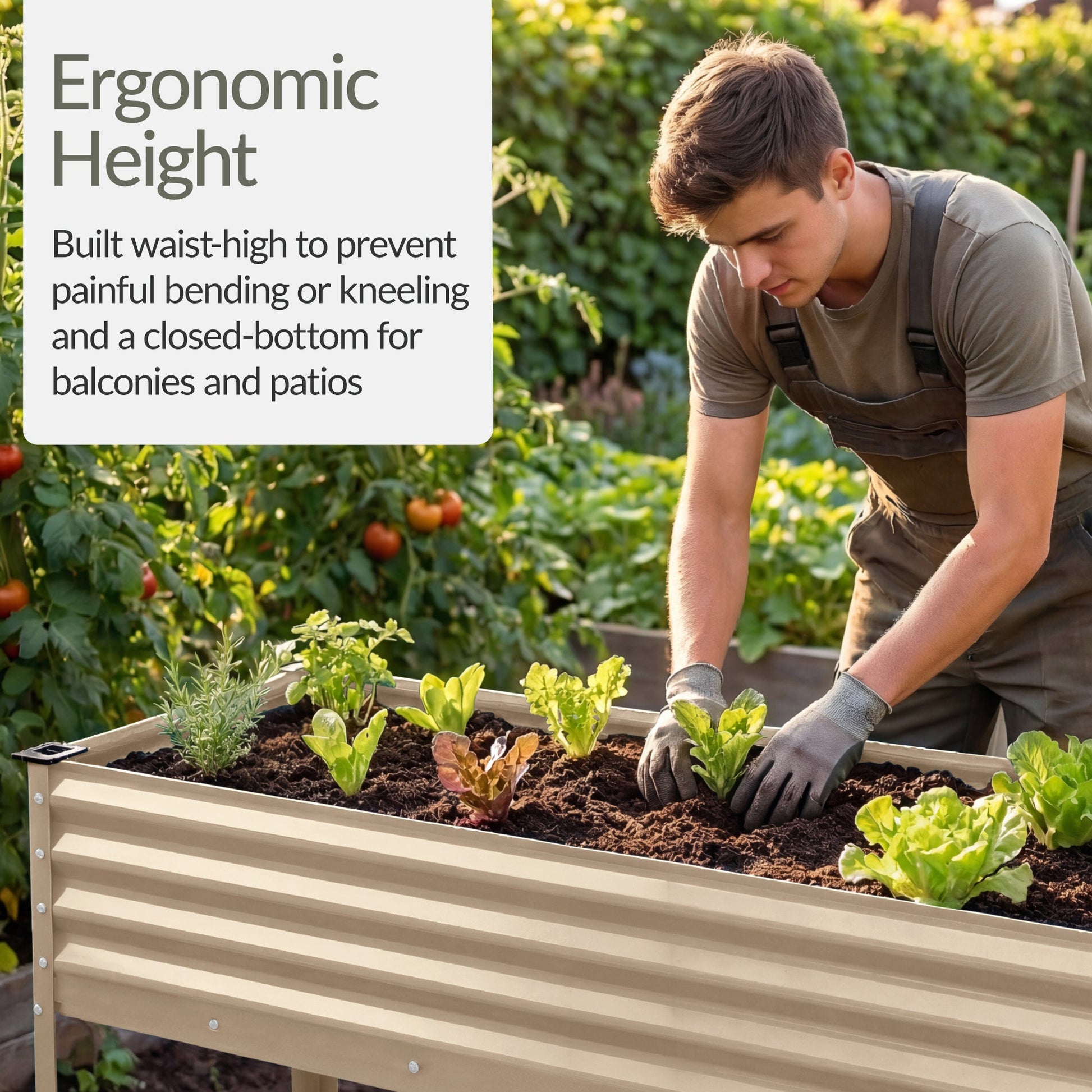 Elevated Galvanized Metal Garden Bed w/ Corner Protectors - 48x24x30in