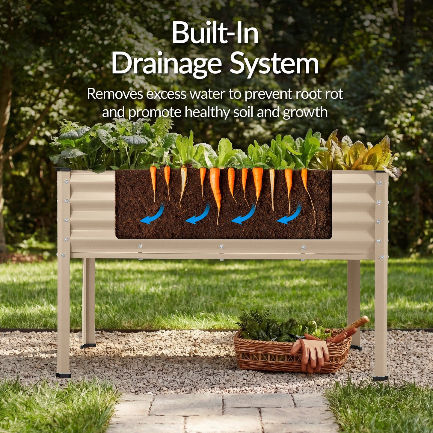 Elevated Galvanized Metal Garden Bed w/ Corner Protectors - 48x24x30in