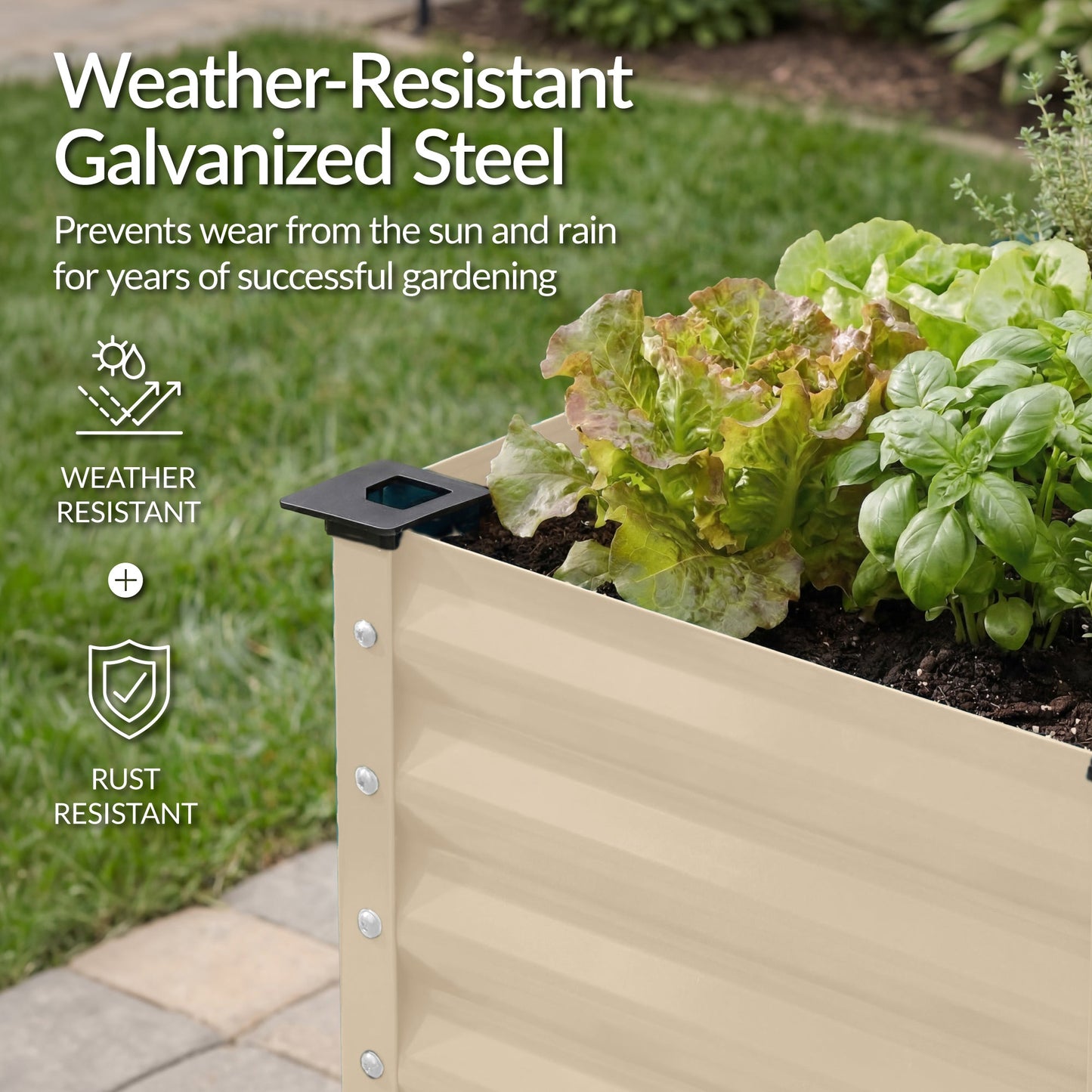 Elevated Galvanized Metal Garden Bed w/ Corner Protectors - 48x24x30in