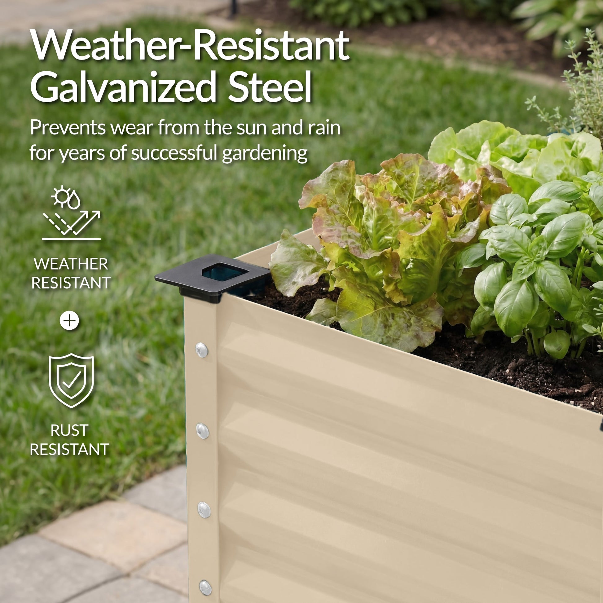 Elevated Galvanized Metal Garden Bed w/ Corner Protectors - 48x24x30in