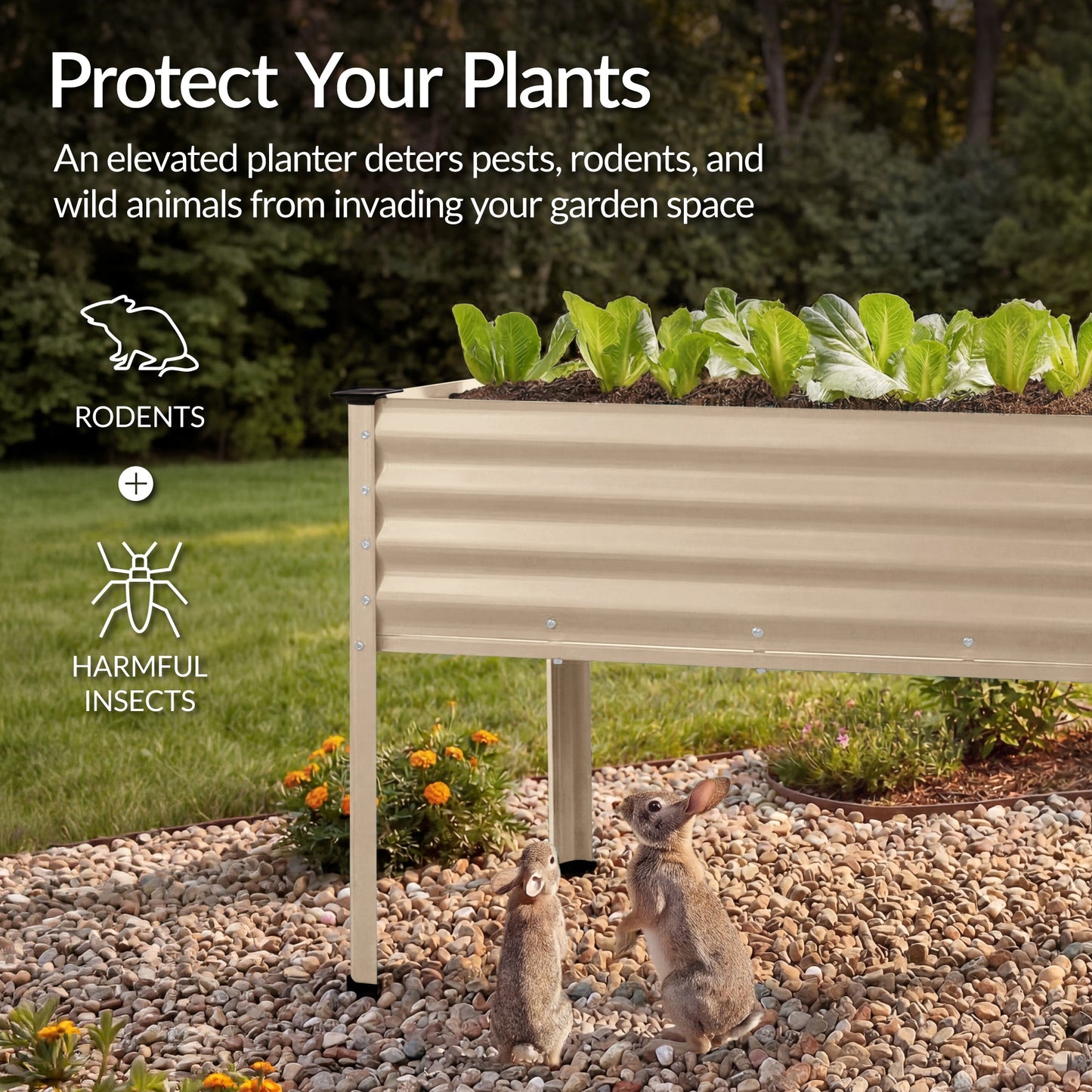 Elevated Galvanized Metal Garden Bed w/ Corner Protectors - 48x24x30in