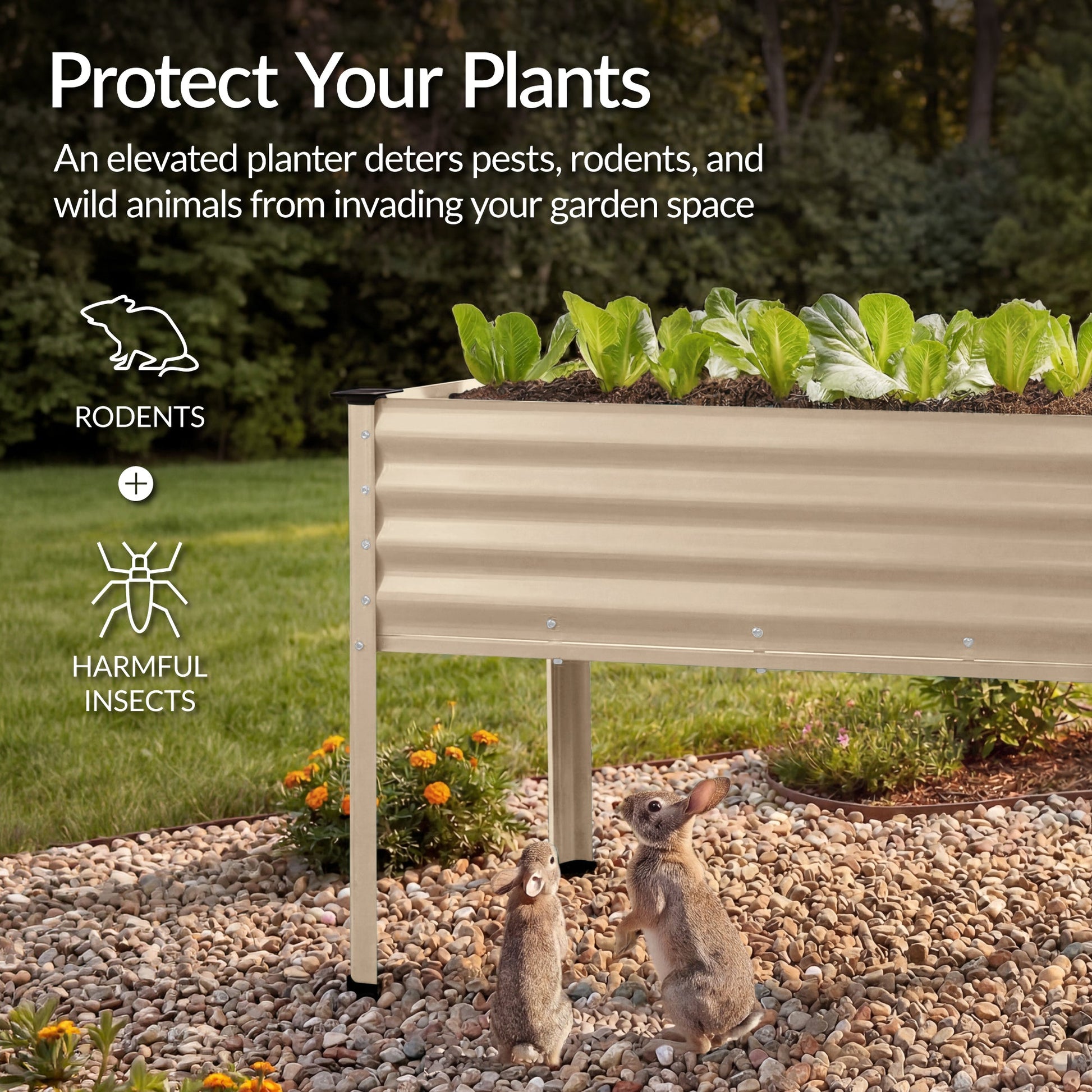 Elevated Galvanized Metal Garden Bed w/ Corner Protectors - 48x24x30in