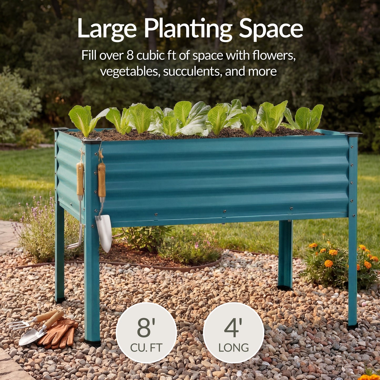Elevated Galvanized Metal Garden Bed w/ Corner Protectors - 48x24x30in