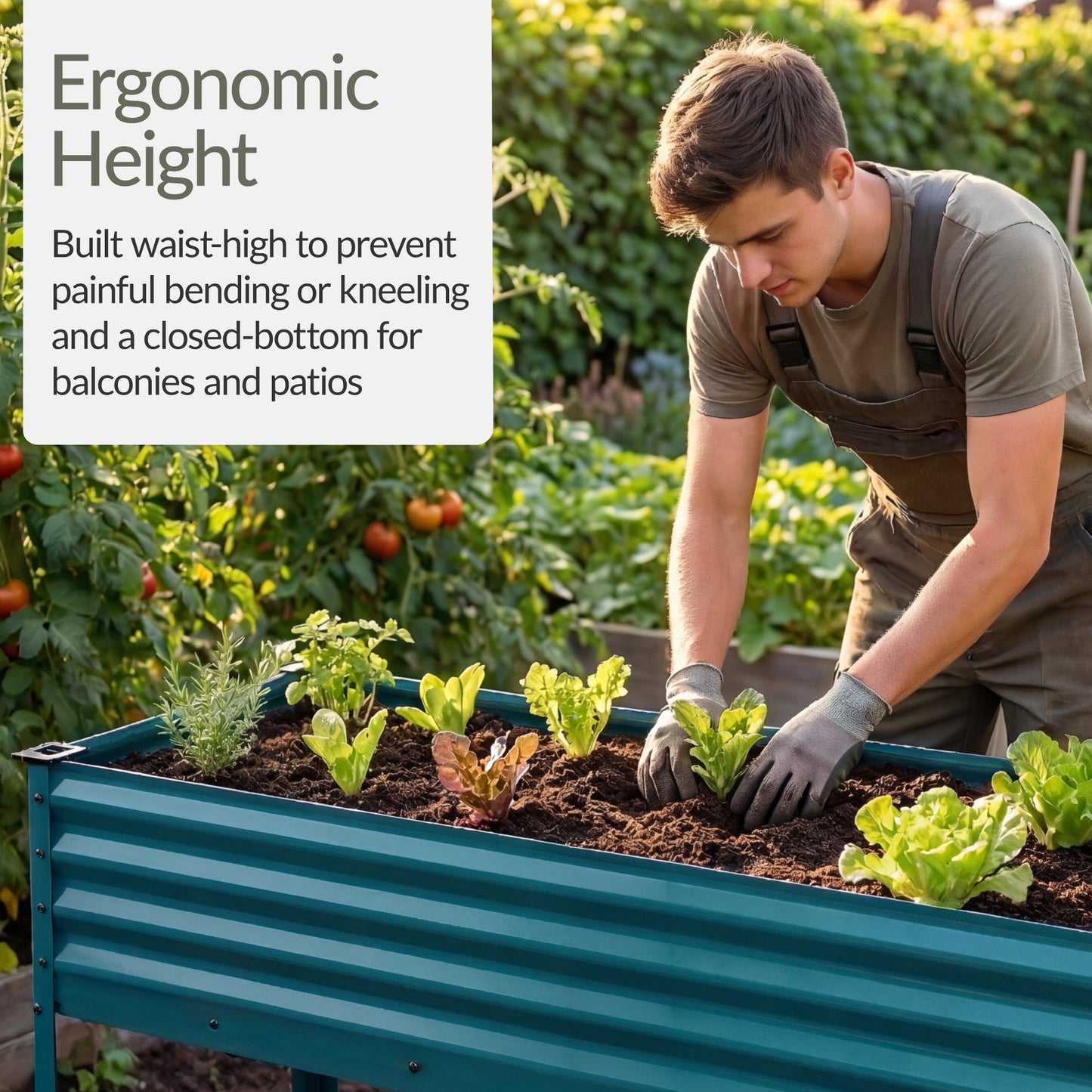 Elevated Galvanized Metal Garden Bed w/ Corner Protectors - 48x24x30in