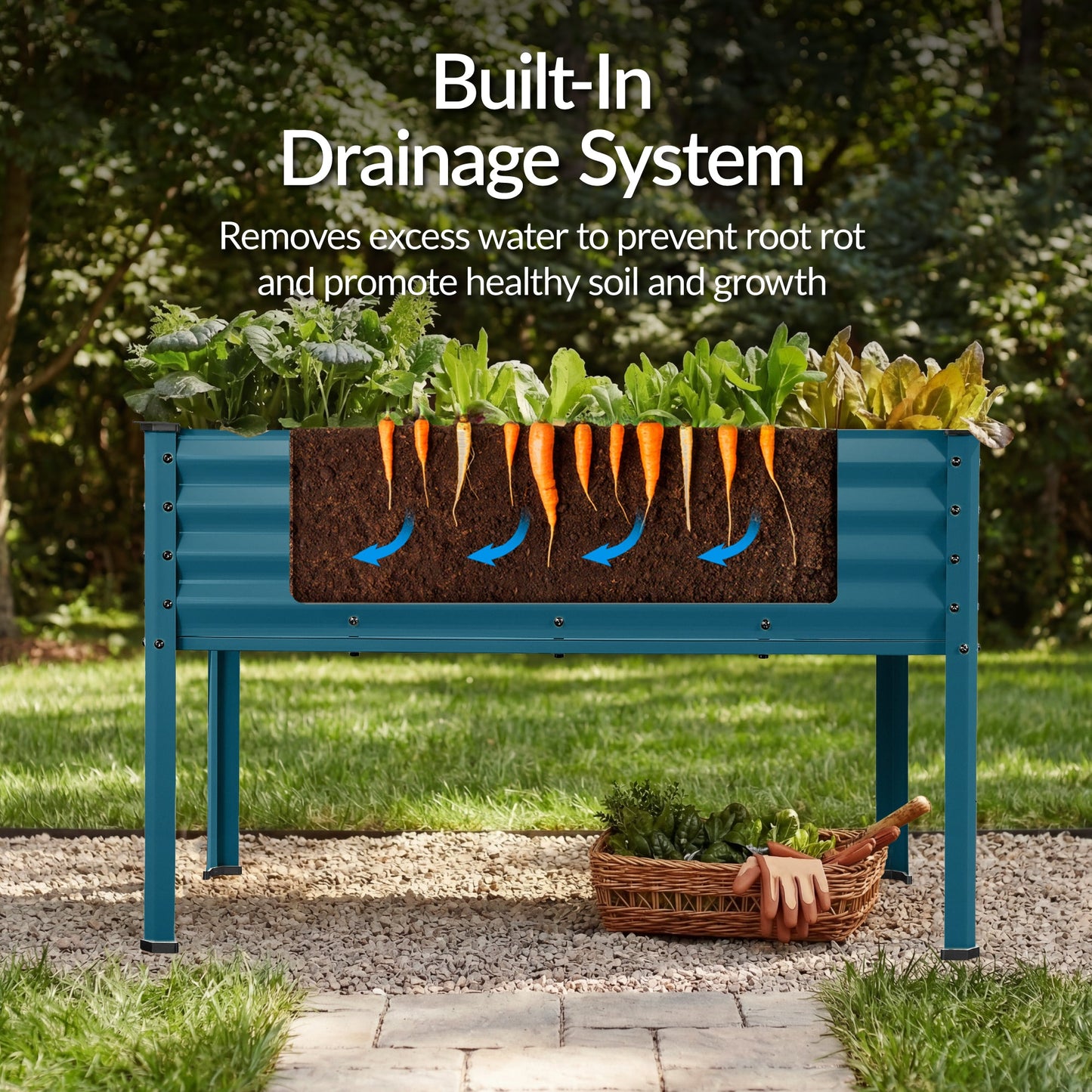 Elevated Galvanized Metal Garden Bed w/ Corner Protectors - 48x24x30in