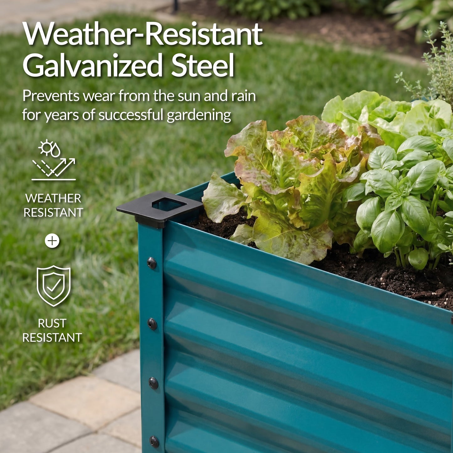 Elevated Galvanized Metal Garden Bed w/ Corner Protectors - 48x24x30in